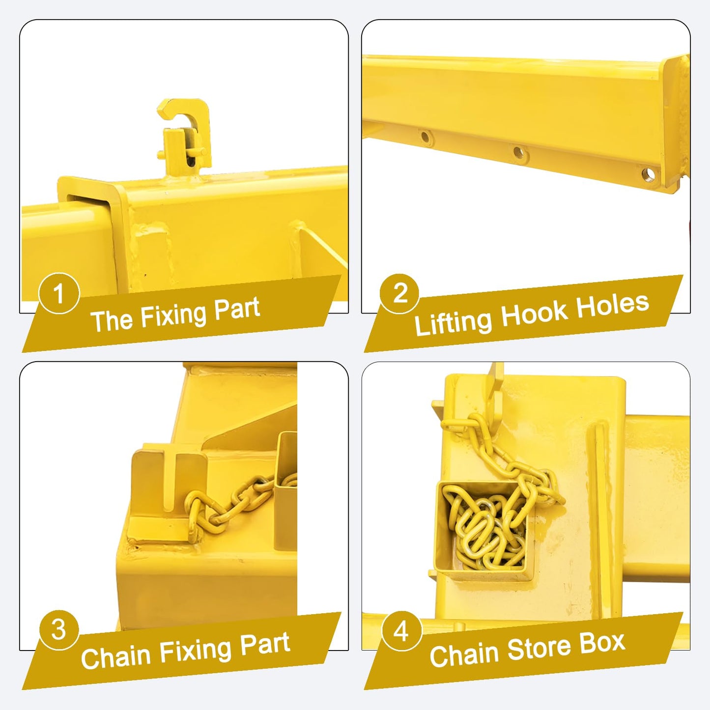 EQCOTWEA Heavy Duty Forklift Jib Boom Crane 6600lbs Load Capacity, Industrial Telescoping Lifting Hoist for Warehouse & Construction, Adjustable Mobile Crane Attachment Extends up to 98 Inches