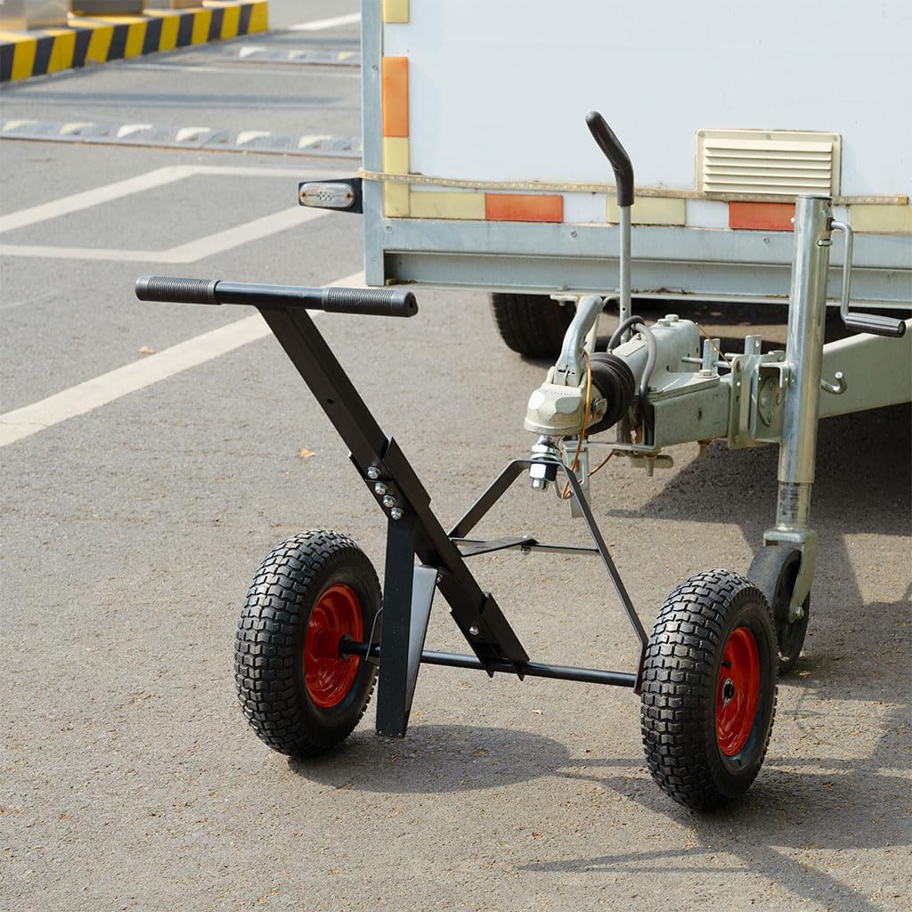 Trailer Dolly with 2" Hitch Ball, 1000 lbs Capacity, Heavy-Duty Steel Frame with Hammer-Tone Finish, Wide Wheelbase & 13" Flat-Free Tires – Lawn Tractor, RV, Boat, and Utility Trailer Mover Dolly