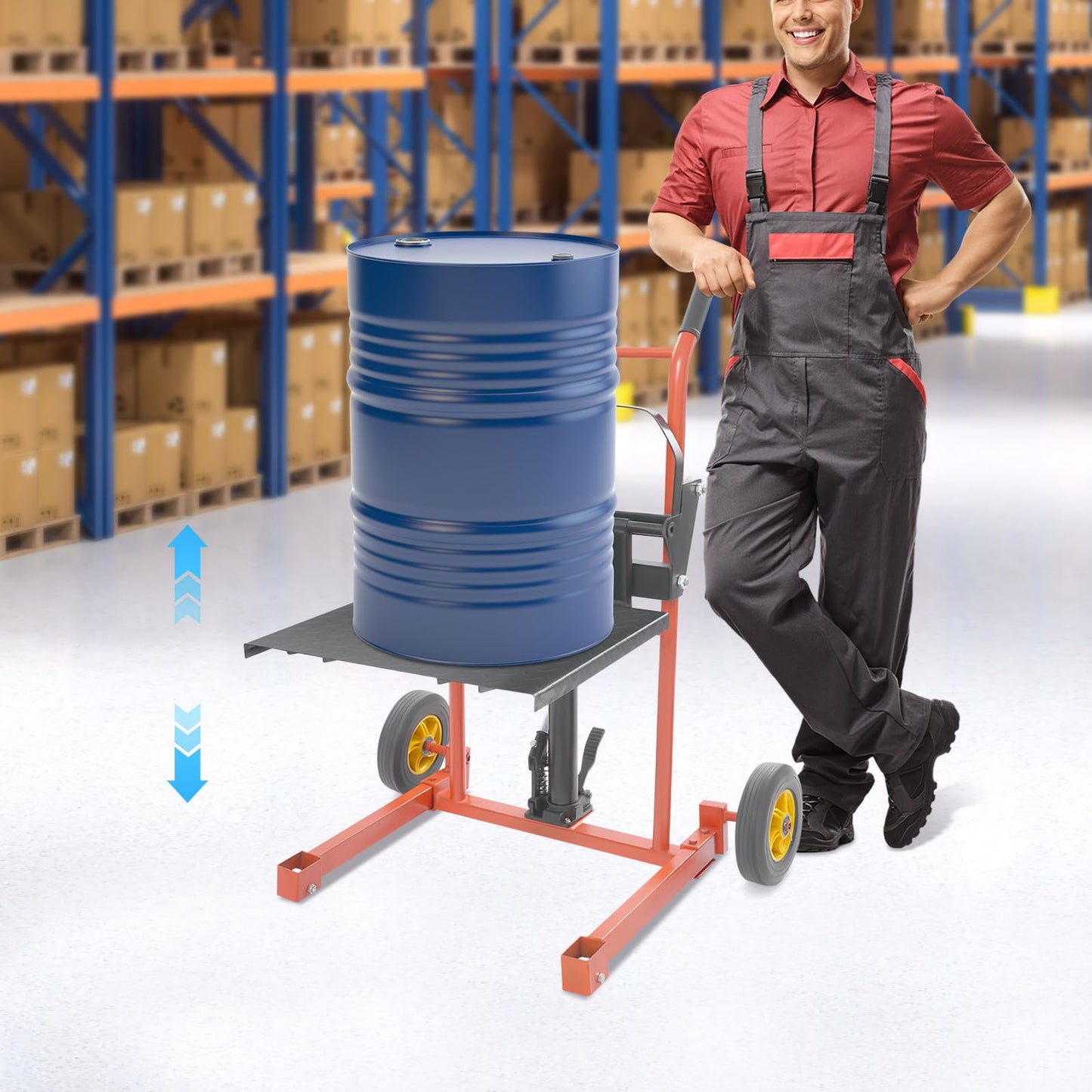 CUBELLIN Hydraulic Material Fork Lift 36" Max Lift Height Material Lift Winch Stacker with 9" Casters Pallet Truck Dolly Hydraulic Pallet Lift Table for Warehouse, Workshop (577LBS)
