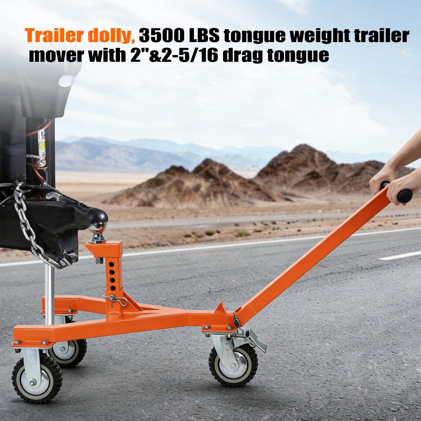 FAHKNS Trailer Dolly 3500 lb Tongue Weight Trailer Mover with 2 in & 2-5/16 in Ball Suitable for RV, Boat, Camper, Flatbed, Enclosed Trailers and so on.