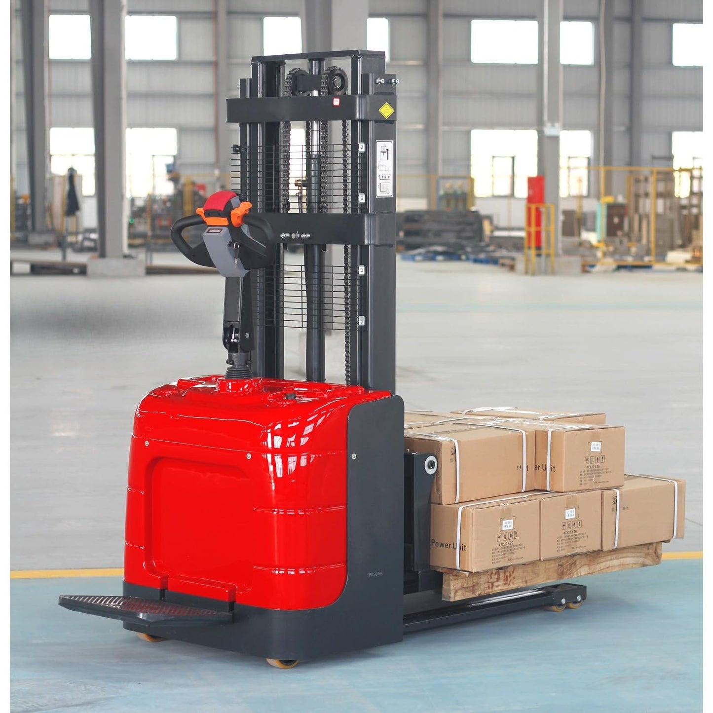 Electric Pallet Stacking Forklift System, Battery Powered Lift Equipment Stacker, Walk Behind Hydraulic Stacking Machine, Warehouse Material Handling Equipment, Pallet Lifting System