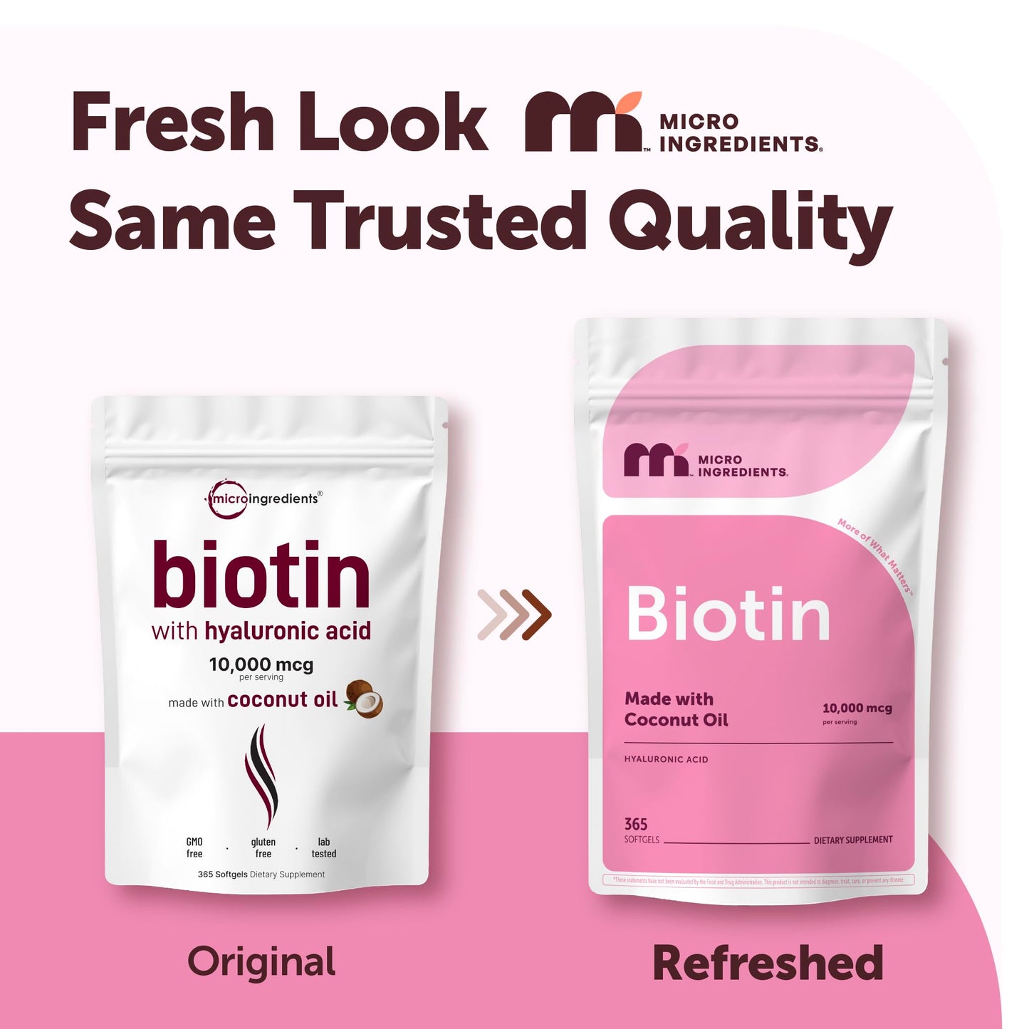 Micro Ingredients Biotin 10,000 mcg with Hyaluronic Acid 25 mg Per Serving | Made with Coconut Oil | 365 Softgels | 1 Per Day | One Year Supply | Non-GMO & Gluten Free