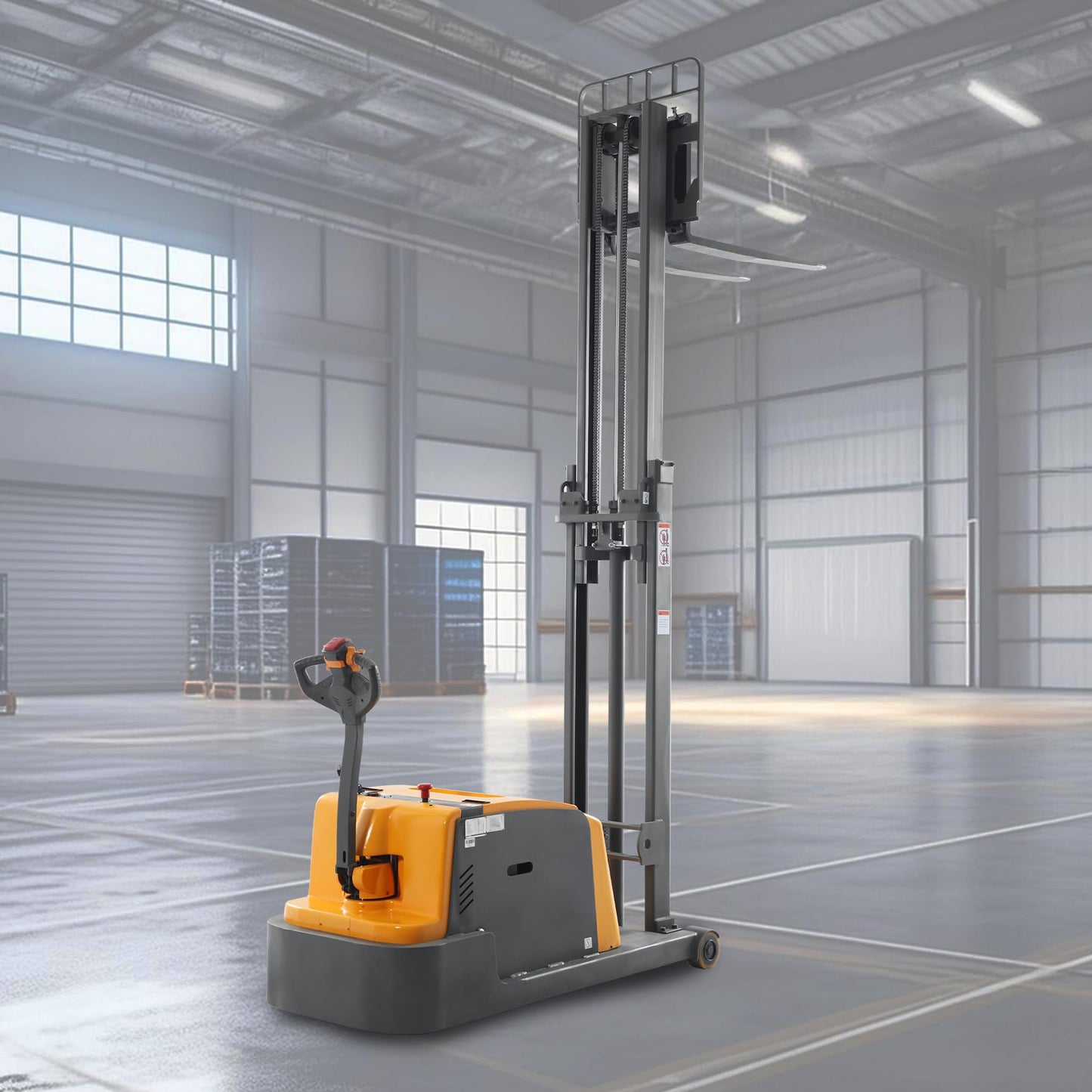 APOLLOLIFT Counterbalanced Electric Stacker, 3300Lbs Capacity 118inch Lift Height Powered Material Lift for Warehouses