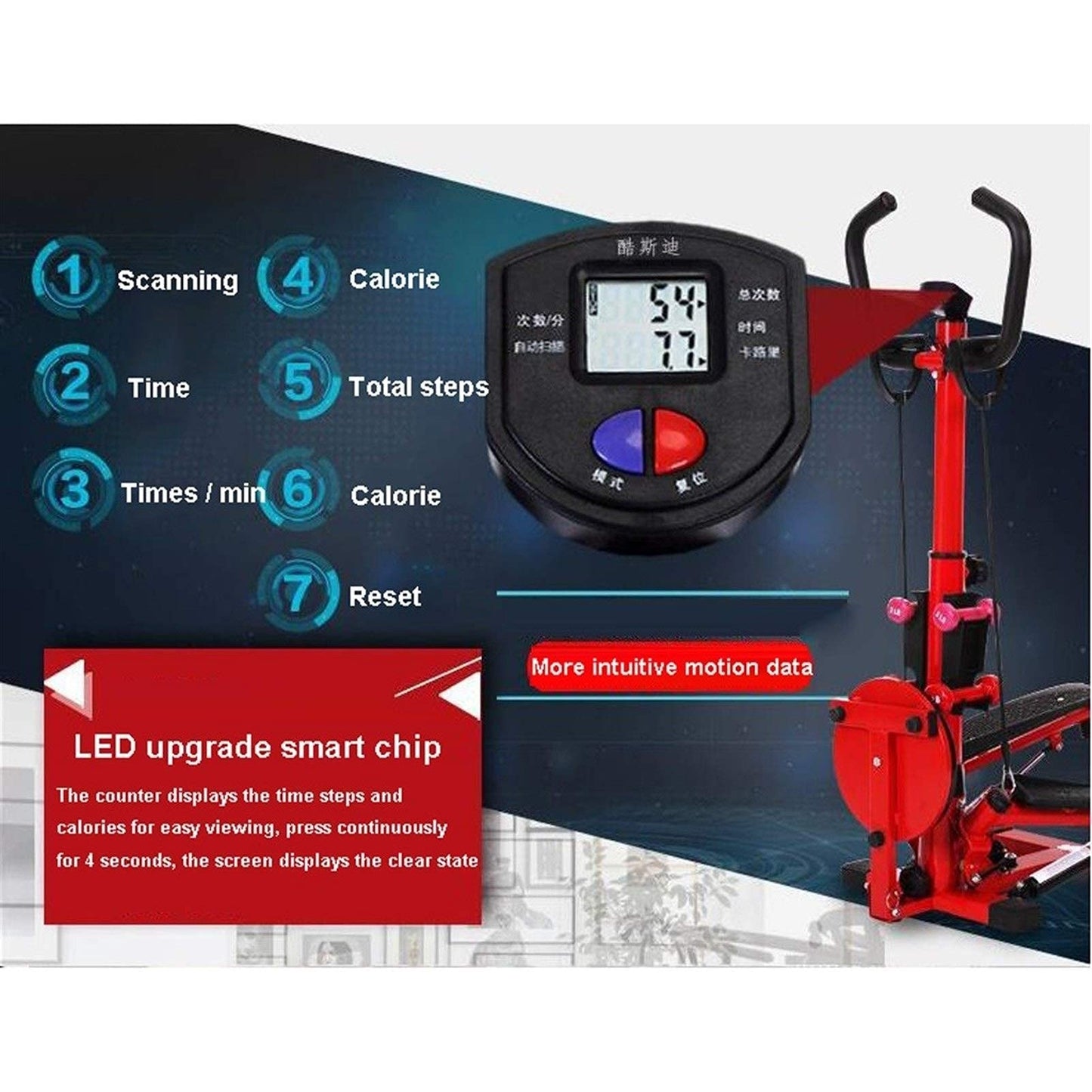 Stepper,Mini-Swing Multifunction Stair Step Machiner Home Twist Workout Fitness Machine Silent Sport Exercise Gym with Handle Bar