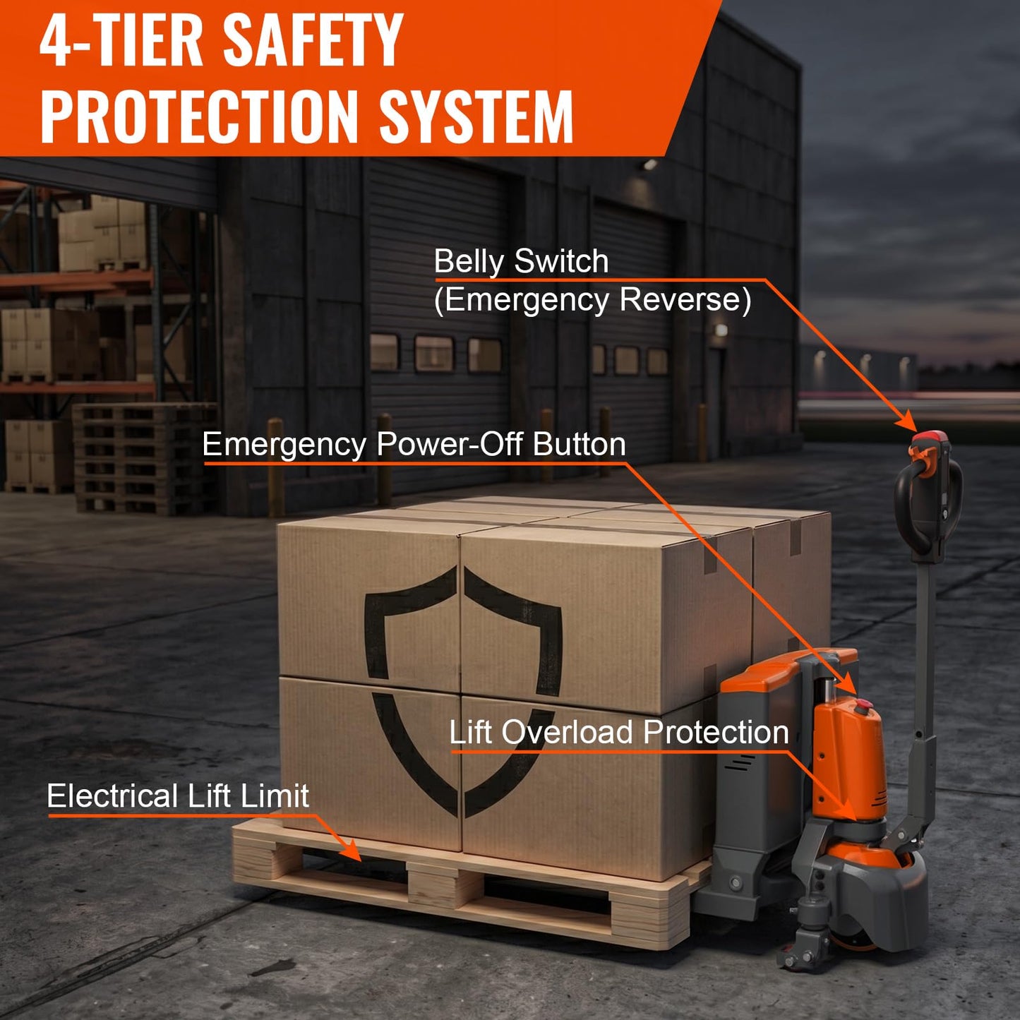 T Tory Carrier Electric Pallet Jack Truck 3300lbs Capacity Lithium Electric Pallet Trucks 48" x27" Forks Li-ion Battery Lift for Narrow Spaces, Easy Battery Replacement-Orange
