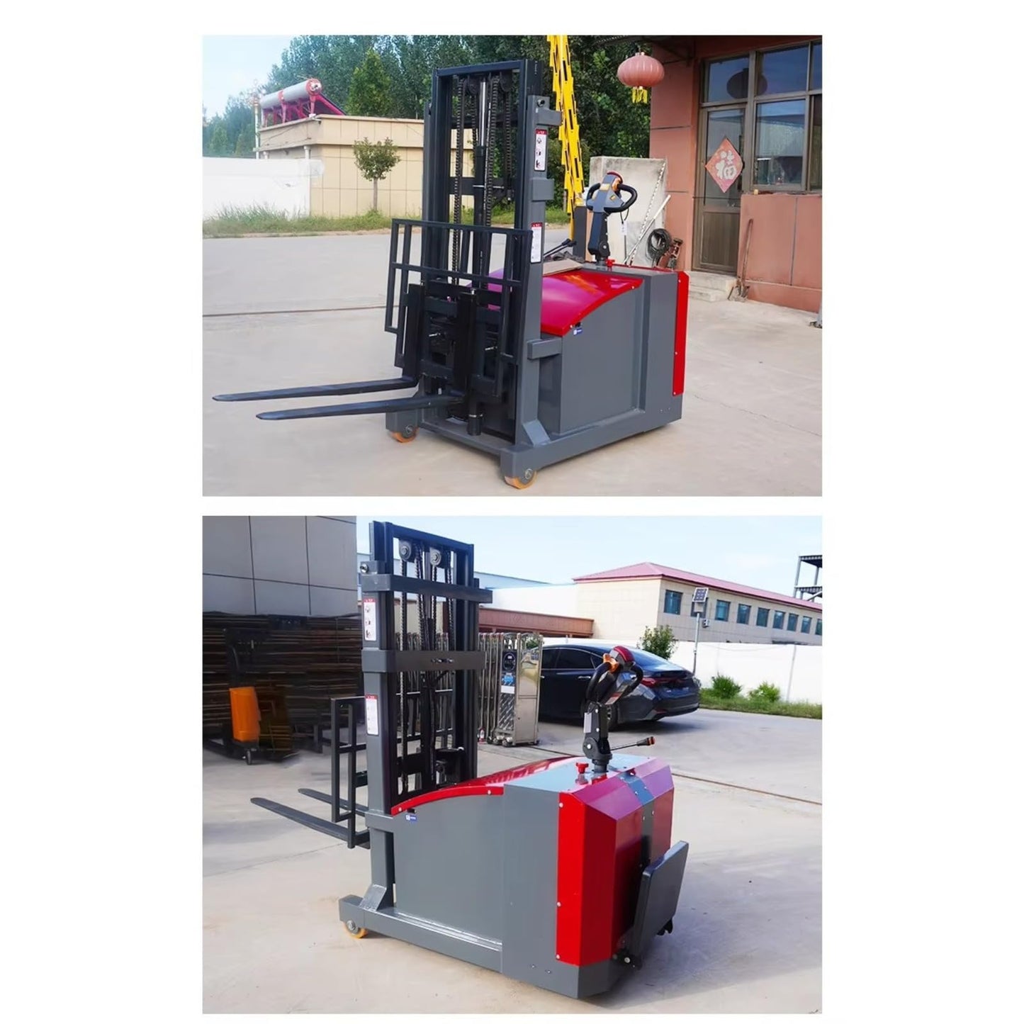 Compact Electric Pallet Stacker – 1.5 Ton Heavy Duty Powered Forklift for Warehouse & Industrial Material Handling – Ideal for Stacking & Lifting in Tight Spaces