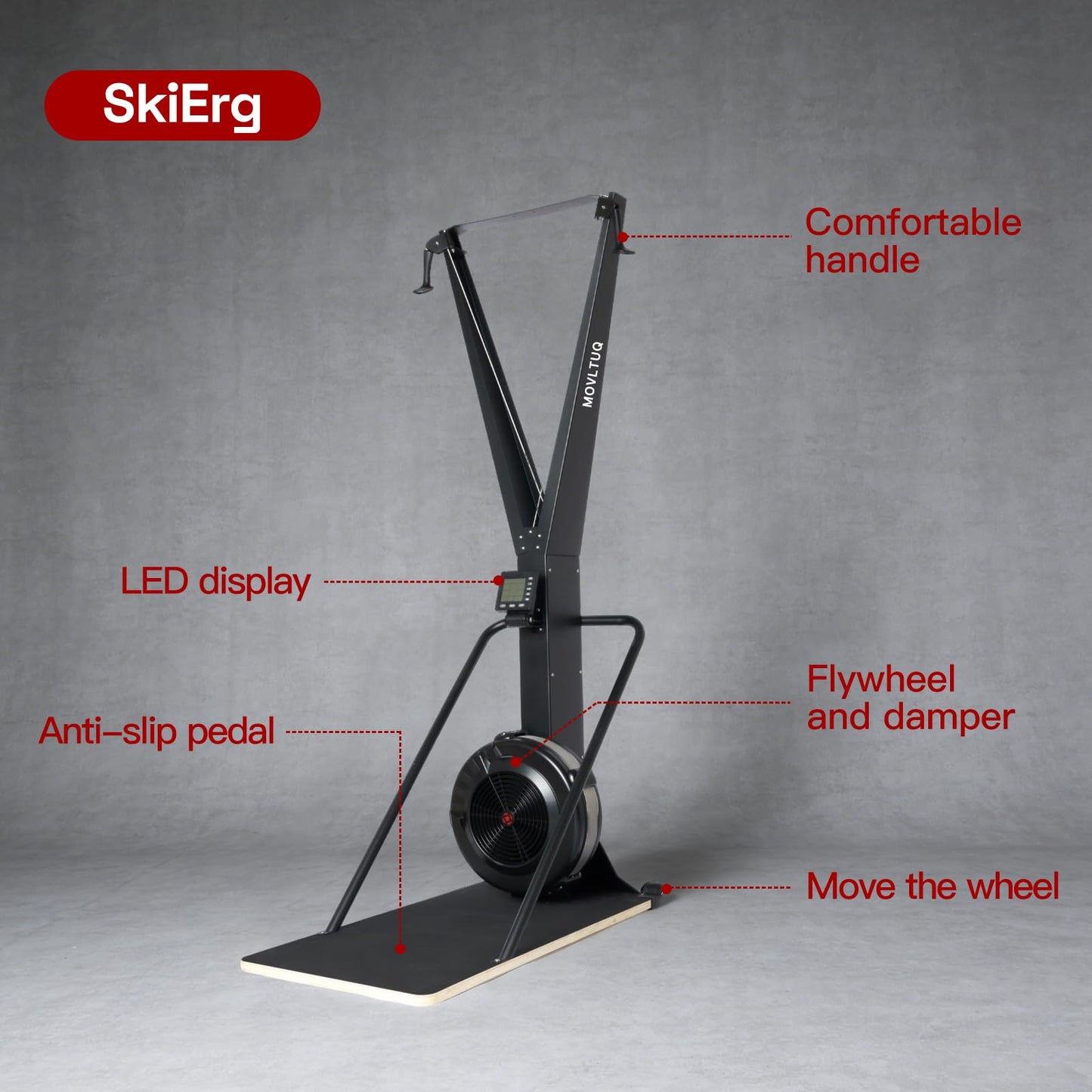MOVLTUQ Vertical Ski Ergometer, Air Resistance Ski Training Machine with LCD Monitor, Full-Body Workout Ski Simulator for Home & Gym