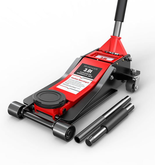 HUGOASIS 3 Ton Low Profile Hydraulic Floor Jack, Dual Pump Quick Lift, 2.95"-19.88" Lifting Range, Heavy Duty Alloy Steel with 360° Swivel Wheels for Sedan, SUV, Truck, Garage Auto Repair