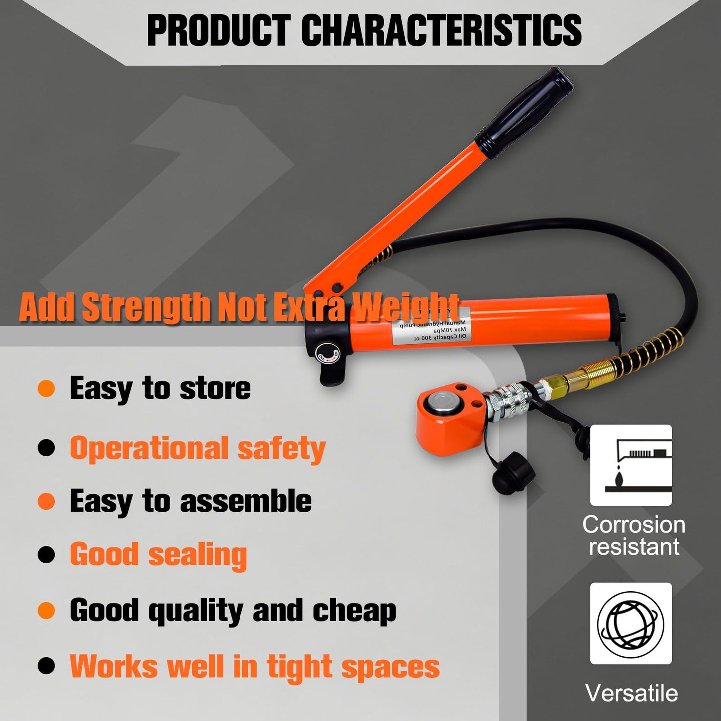 YATOINTO 10 Ton Low Profile Hydraulic Cylinder Jack Porta Power Ram 0.43" Stroke Hydraulic Jack for Short Distance Lifting & Leveling(Orange-Red)