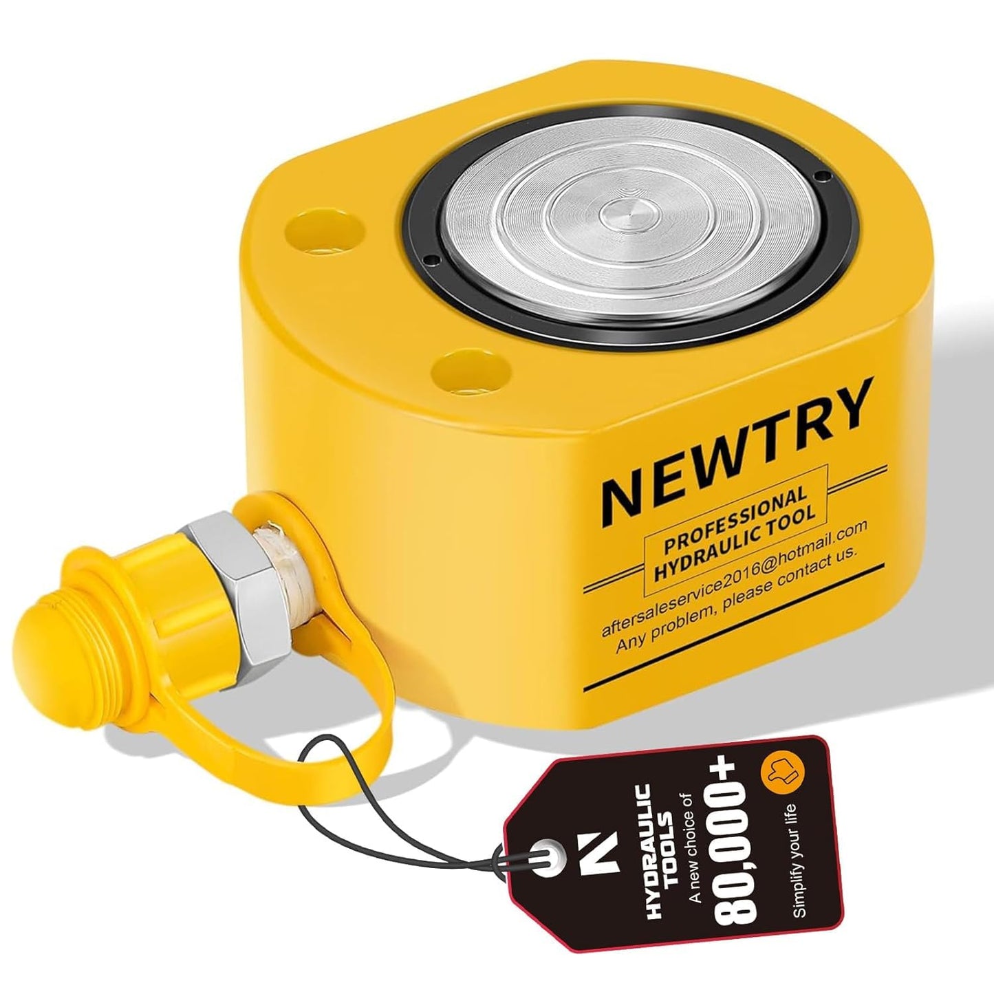 NEWTRY 50 ton Low Profile Hydraulic Ram Jack + Hand Pump Stoke 16mm(0. 63inch) Mini Protable Hydraulic Cylinder Industrial Super Thin Lifting Jack