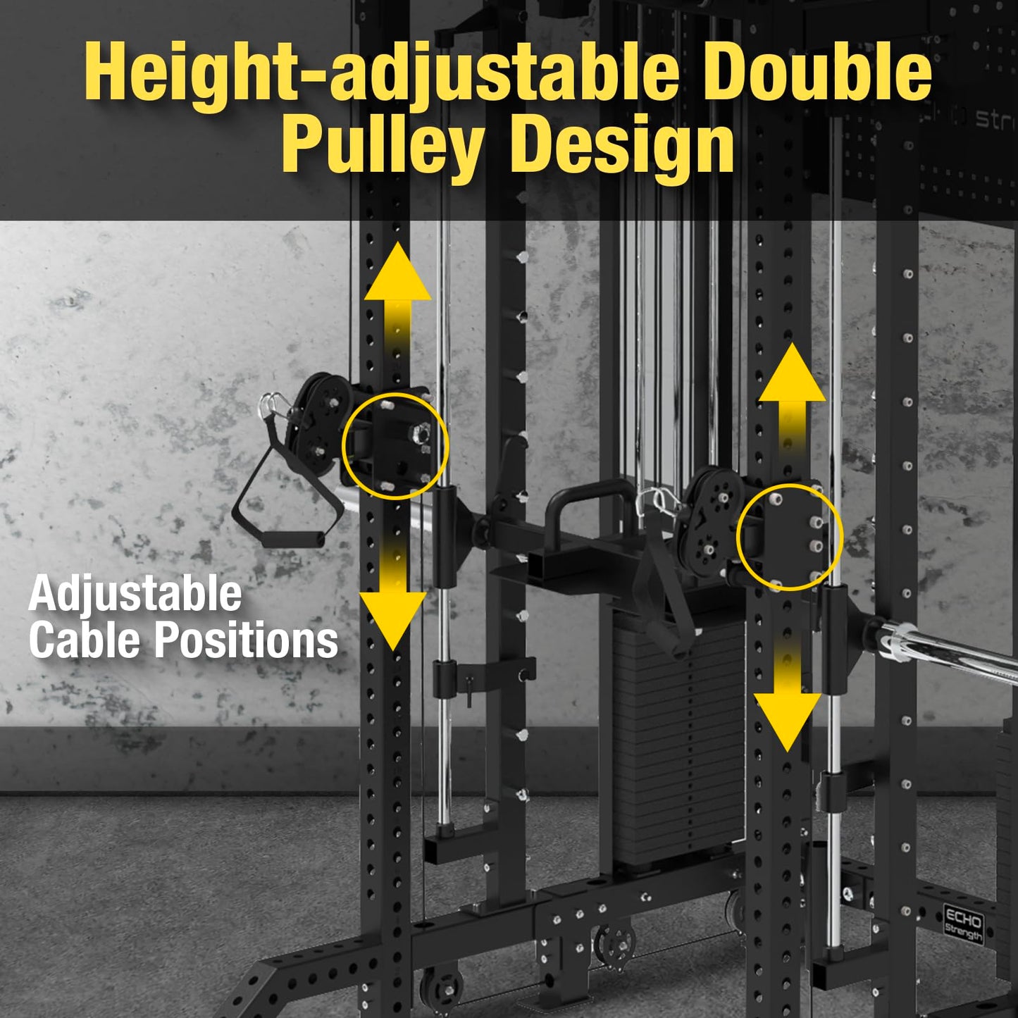 Commercial Functional Trainer Cable Machine with Dual Weight Stacks, Power Cage Squat Rack, Dual Cable Crossover Machine with Pulley System, Model C