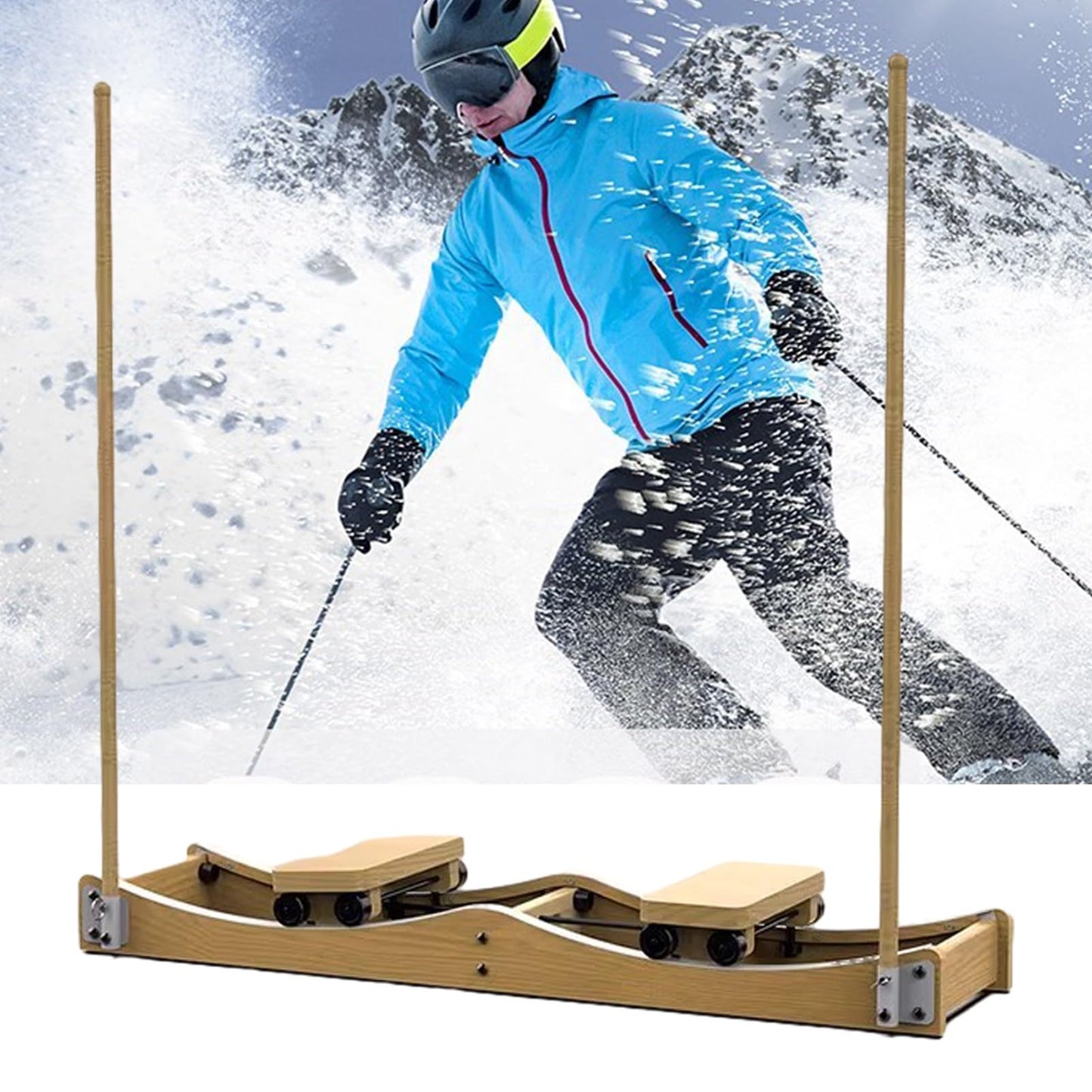 Thigh Master/Ski Training Machine, Wood Thin Leg Exercise Strength Trainer, Fitness Hip Exerciser Equipment, Pelvic Floor Strengthener