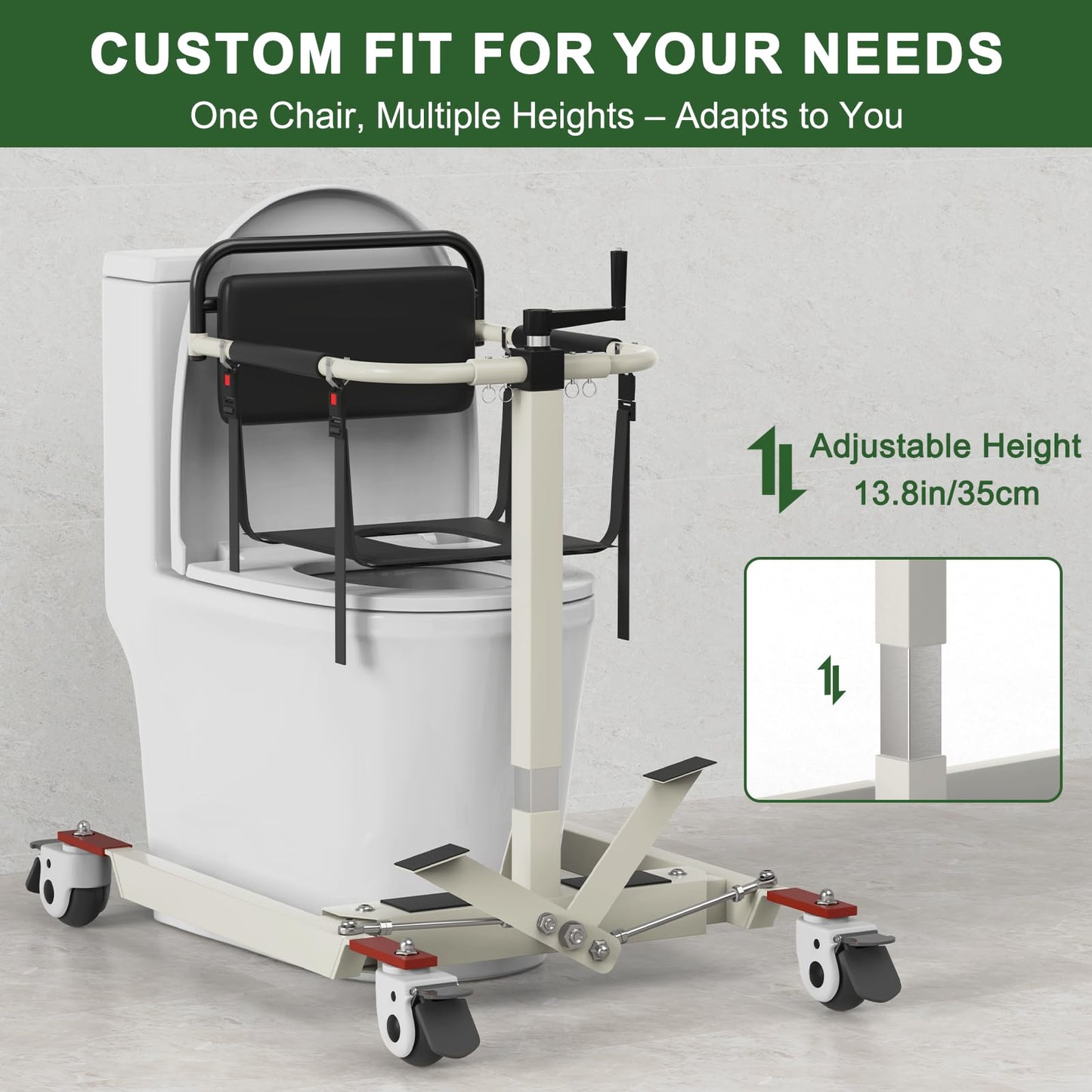 Patient Lift Transfer Chair, Transfer Lift Chair for Disabled, Wheelchair to Car Transfer Devices, Height Widths Adjust Transfer Chair for Elderly and Disabled (B)