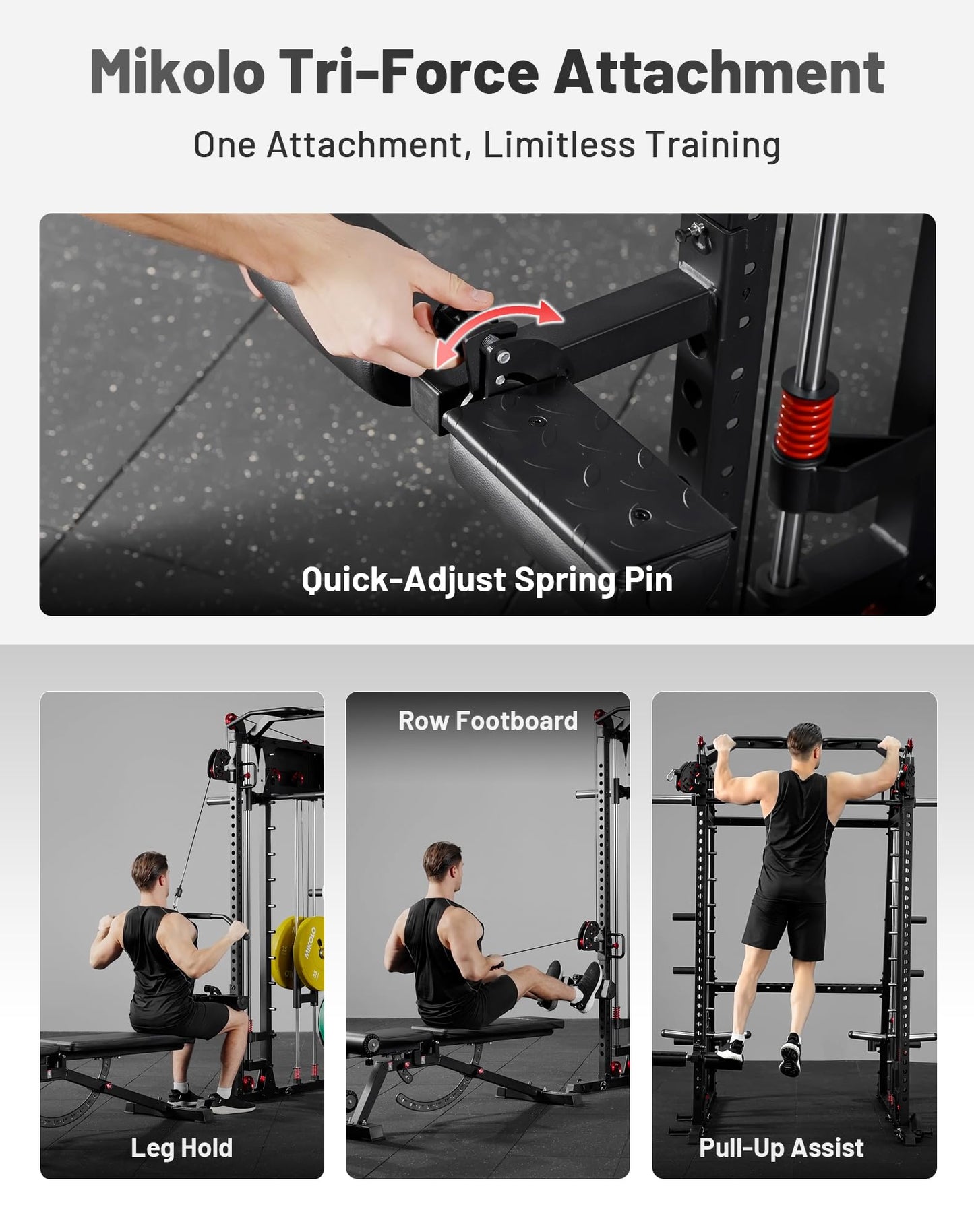 Mikolo M4 2.0 Ultra Smith Machine with Aluminum Pulles, All-in-One Home Gym Power Cage with LAT Pulldown & Cable Crossover, Squat Rack for Full Body Workouts (Black)