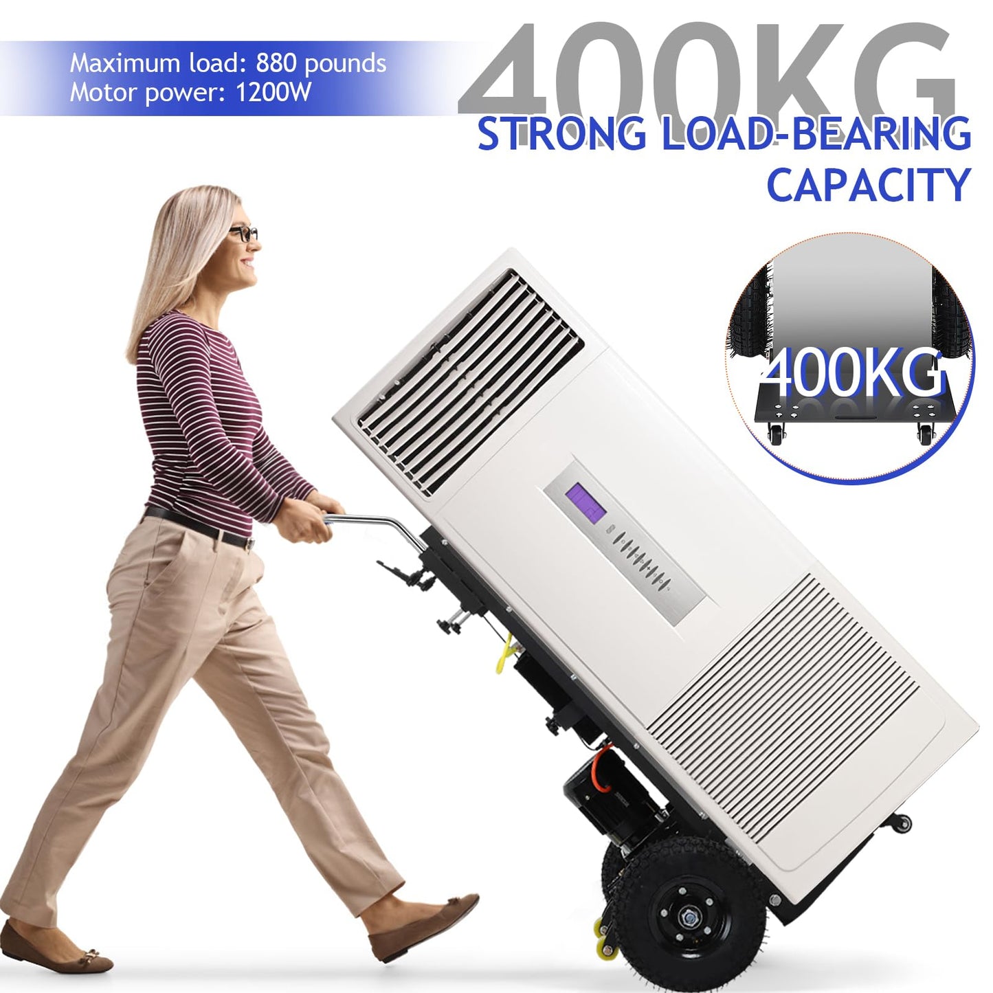 Electric Stair Climbing Dolly, 900LBS 1200W Powered Electric Stair Climbing Hand Truck, Folding Stair Climber Cart with Telescopic Handle for Moving Furniture Appliances Safes