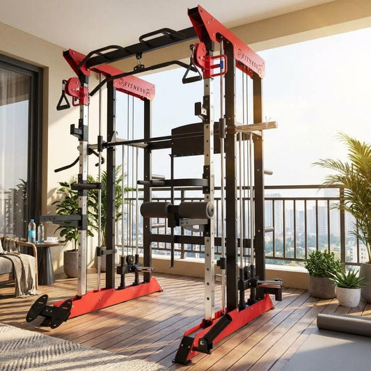 Power Cage Smith Machine, Power Cage Light Commercial Grade SuperiSquat Rack for Home Gym Equipment