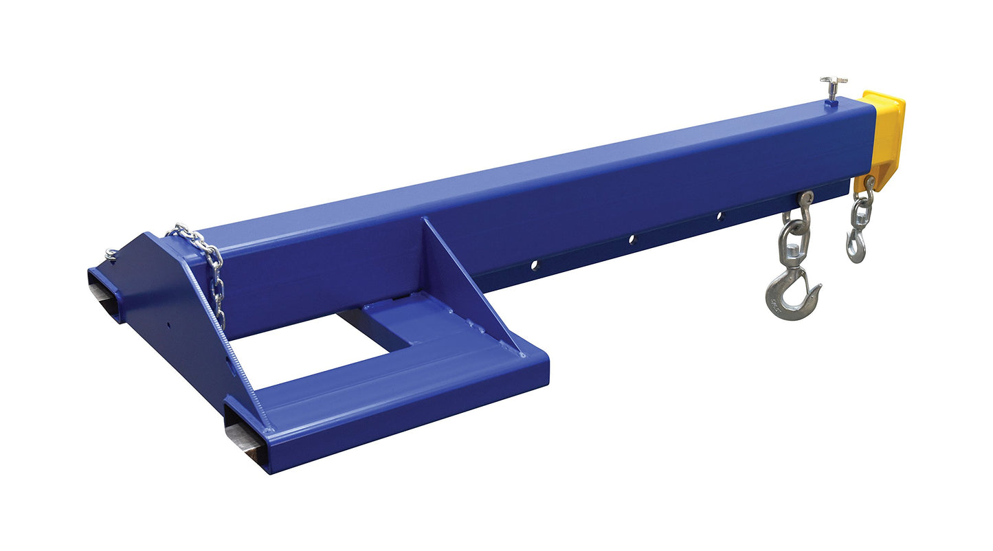 Vestil LM-EBT-8-24 Steel Economy Telescoping Lift Boom 24 In Fork Pocket Center 8,000 Lb. Capacity Blue and Yellow