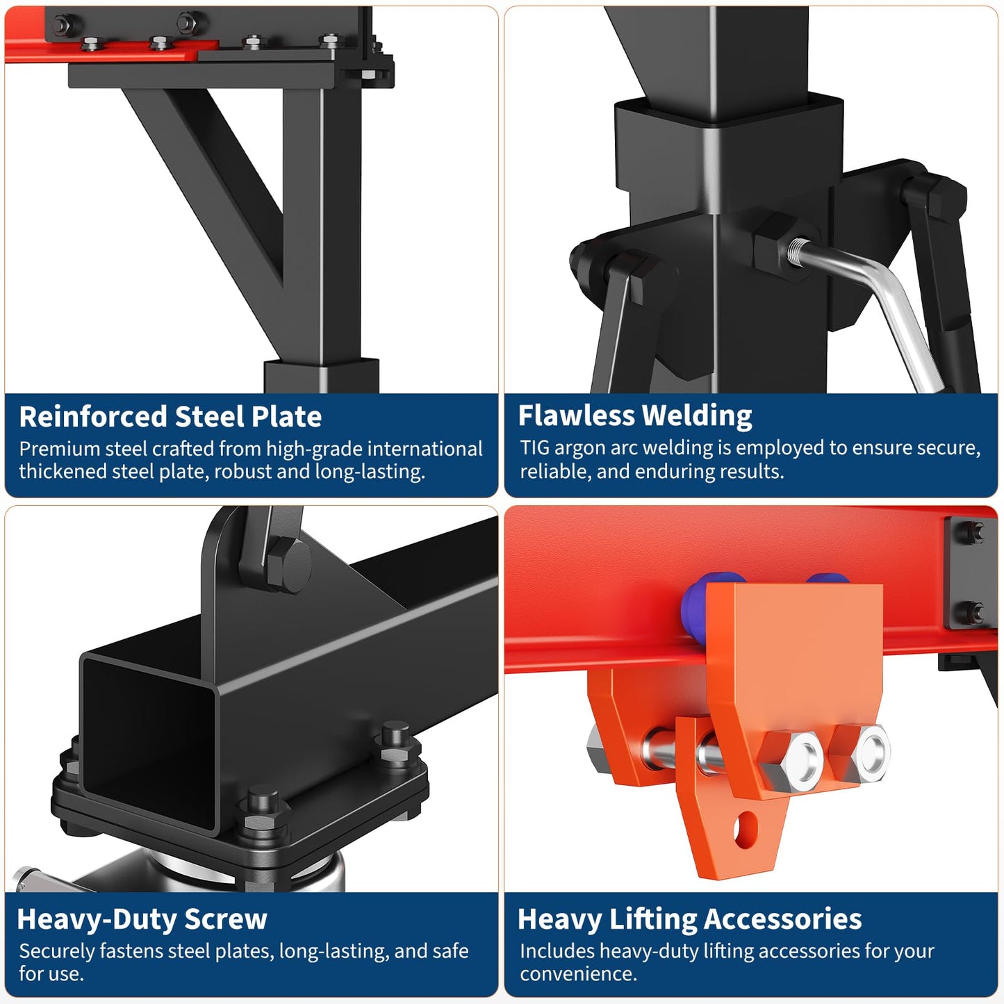 2 Ton Gantry Crane, 8-12 FT Adjustable Height, 4400LBS Shop Lift Hoist with Manual Trolley, Hook & Shackles for Warehouse, Factory