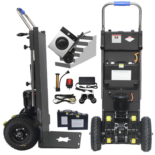 Electric Stair Climbing Hand Trucks Heavy Duty,880 LBS Hand Trucks High Load Capacity Electric Stair Climbing Hand Trucks Dolly Cart (Black, 2 Batteries)