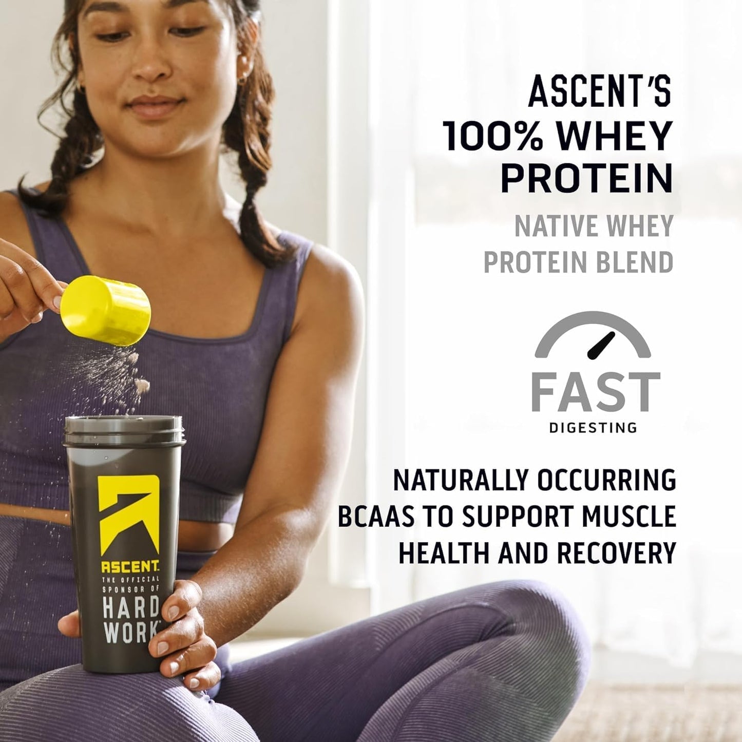 Ascent 100% Whey Protein Powder - Post Workout Whey Protein Isolate, Zero Artificial Flavors & Sweeteners, Gluten Free, 5.5g BCAA, 2.6g Leucine, Military Exclusive, Mint Chocolate Chip 1.7 lb