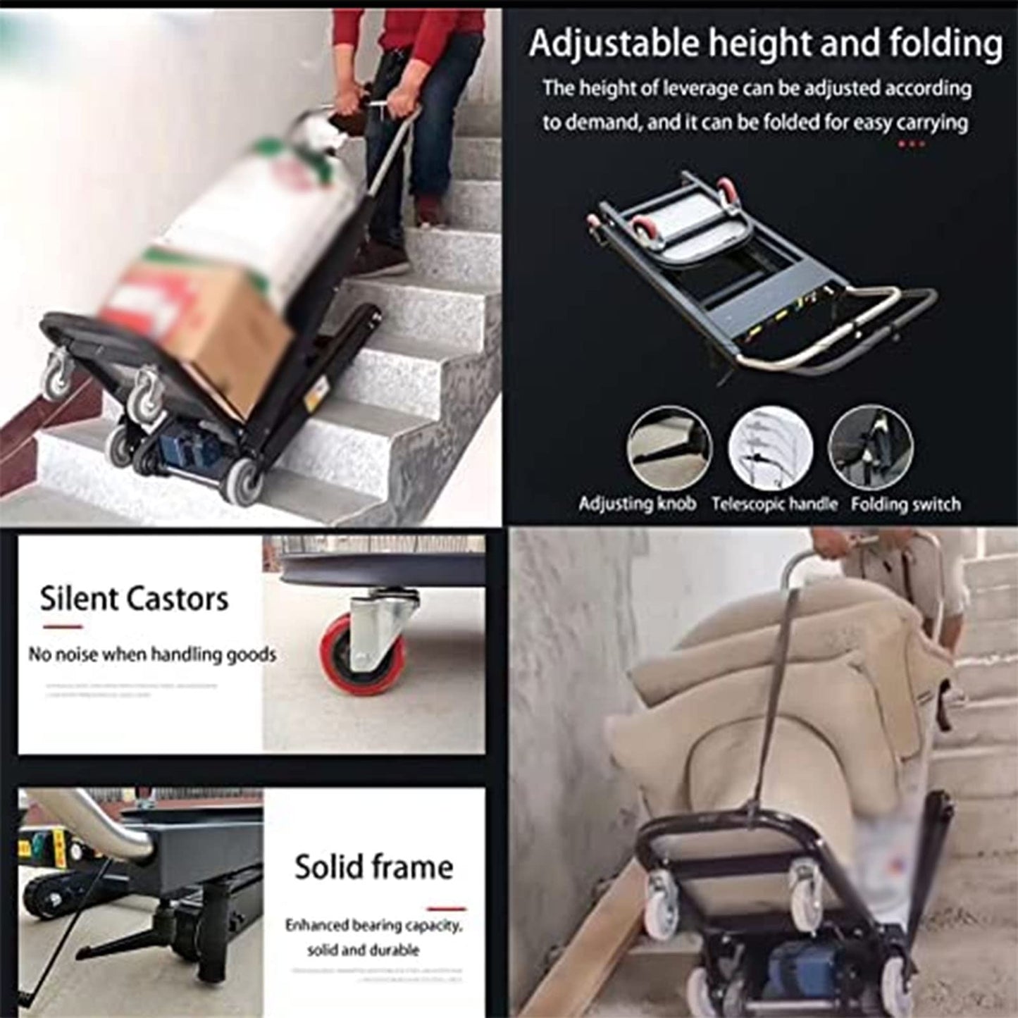 uhyOHF Powered Stair Climbing Hand Trucks Cart for Moving, Electric Stair Climing Cart,Heavy Duty Folding Stair Climber Cart,Smoothly Rolls,24v36ah