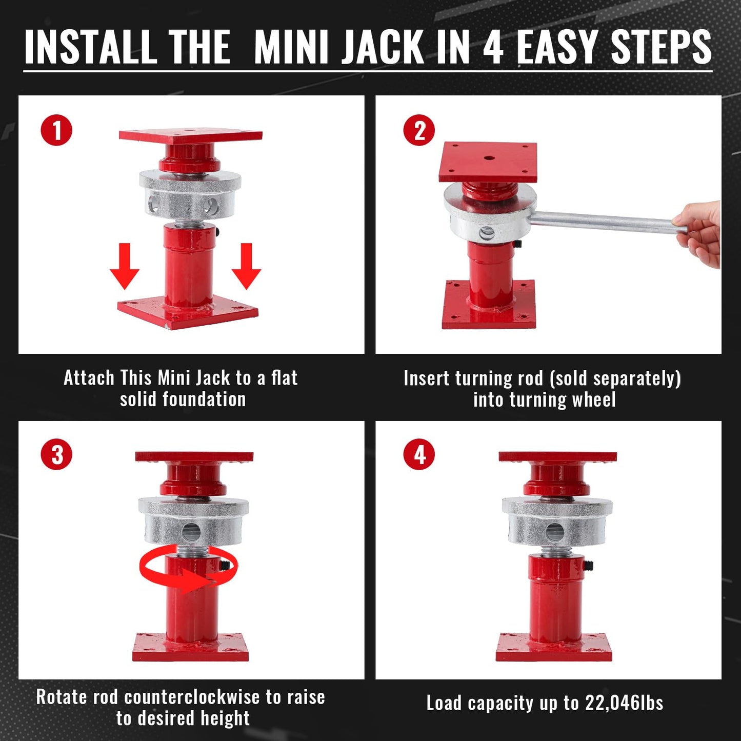Lanties Adjustable Screw Jack Post for House Leveling, Manufacturing House Jacks with Wrench Screw Steel Shores, Range of Adjustment(6.5''-9'',Red,4 Pcs)