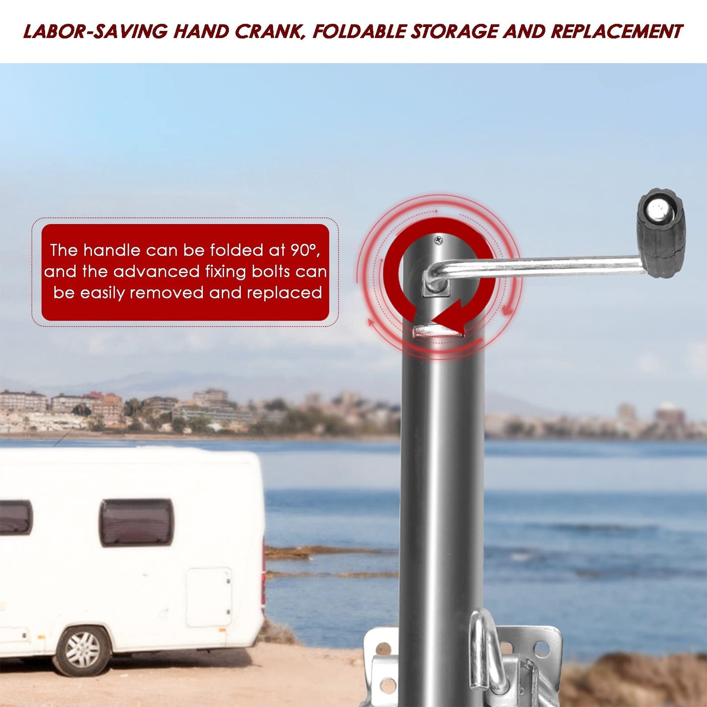 Beach Boat Trailer Jack, 13.38in Trailer Jack Wheel, Heavy-Duty Bolt-On Swivel Tongue Jack, 2000lb Capacity, 11in Vertical Load (2000lbs/900kg) (2000LBS/900KG)