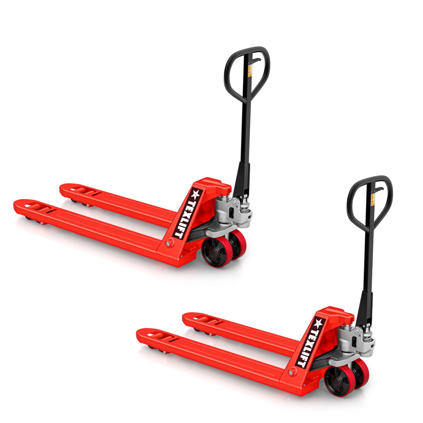 TEXLIFT Industrial Manual Pallet Jack – Standard Duty Pallet Truck 5500 Lb Capacity - 48” L x 27” W Fork Size – Hand Truck for Material Handling - Max Lift Height 8 Inch - 2 Pack