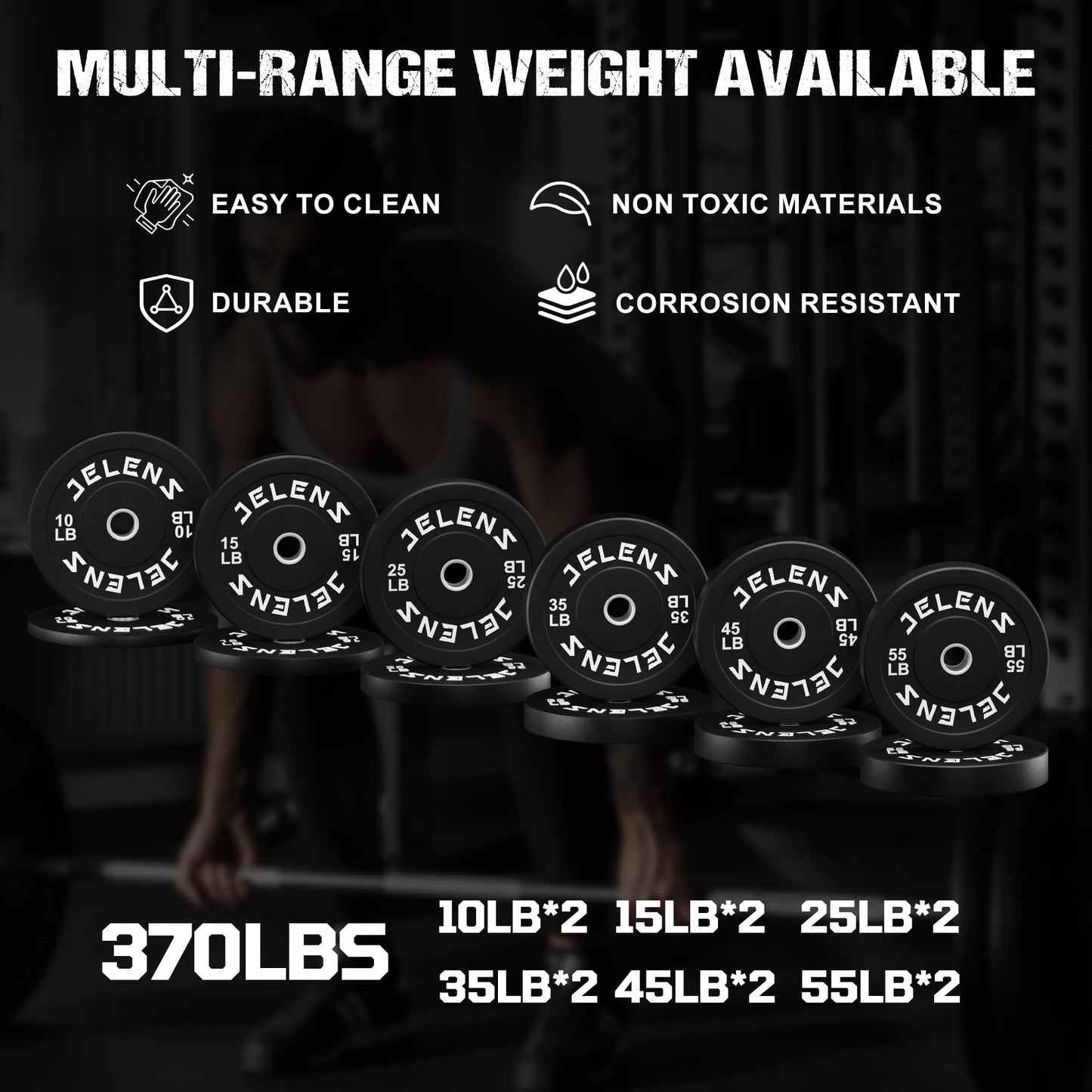 JELENS Smith Machine for Home Gym, Multi-Function M12 Power Cage with Cable Crossover System, Squat Rack with Smith Bar and More Attachment (Red, 370LB Black Weights Package)