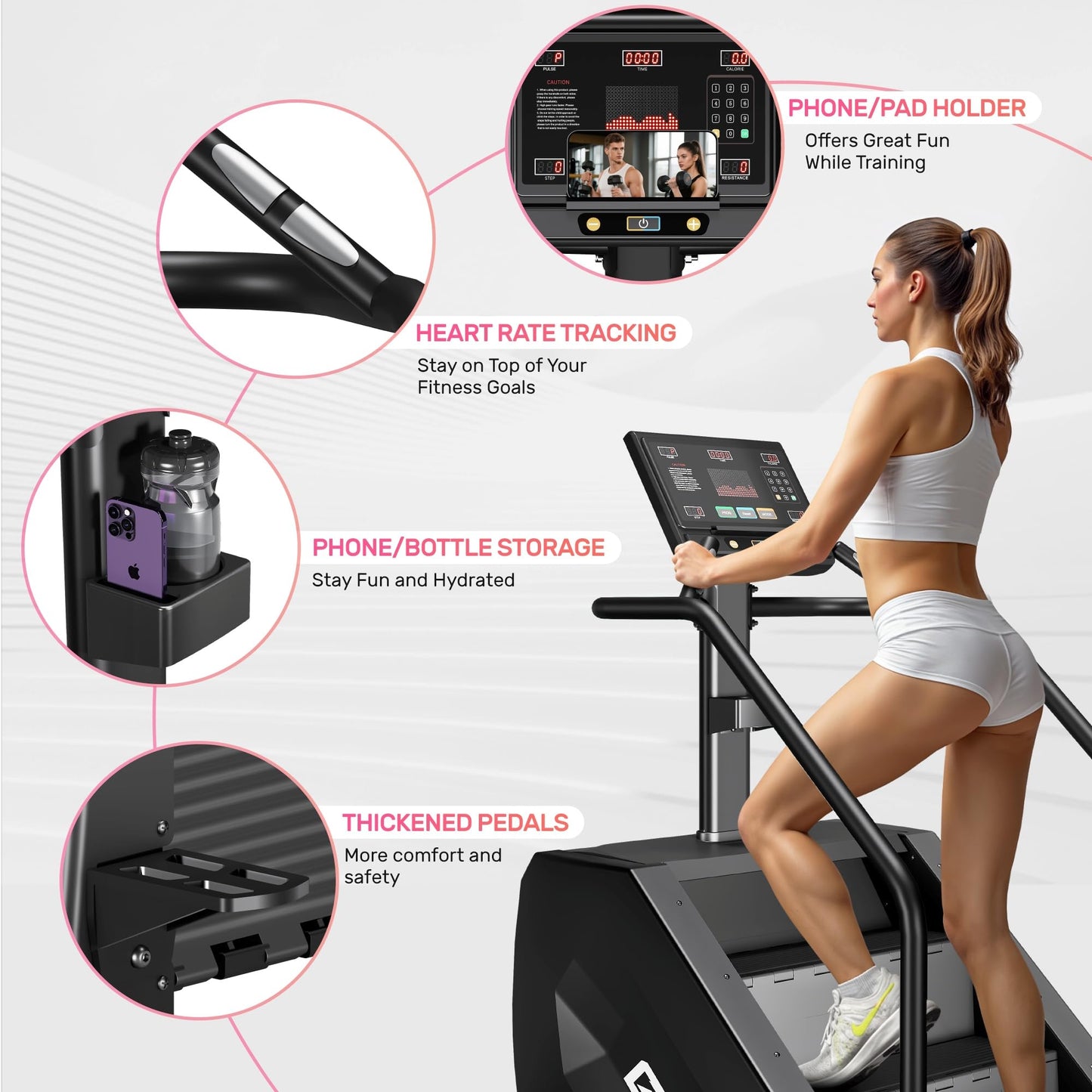 Goimu T1 Stair Stepper Machine, 550Lbs Commercial Grade Stair Climber for Home with 15 Resistance Level and LED Screen, Stepmill Exercise Machine for Cardio and Full Body Workouts, 24-164 Steps/Min