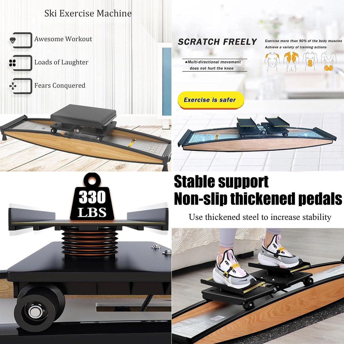 Trainer Body Balance Ski Machine, Indoor Ski Simulator with Multiple Training Modes, Ski Poles for Strength and Balance Training, Home Gym Equipment for Pilates and Surf Training