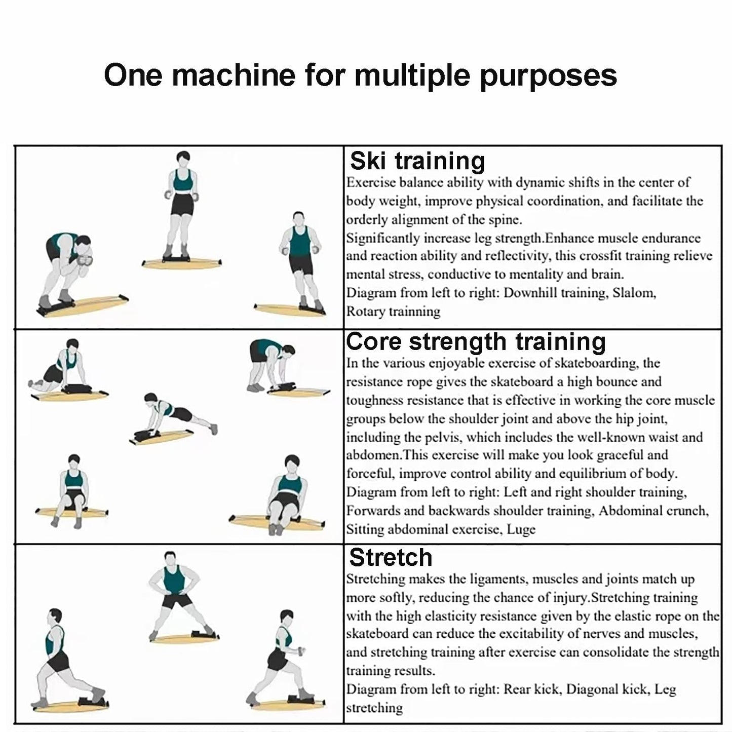 McbeAn Indoor Simulated Ski Machine, Ski Trainer, Strength and Balance Training Tool Set, Freely Adjustable Resistance 0-100KG, Various Training Movements, Silent Pulleys, for Home, Gym, School