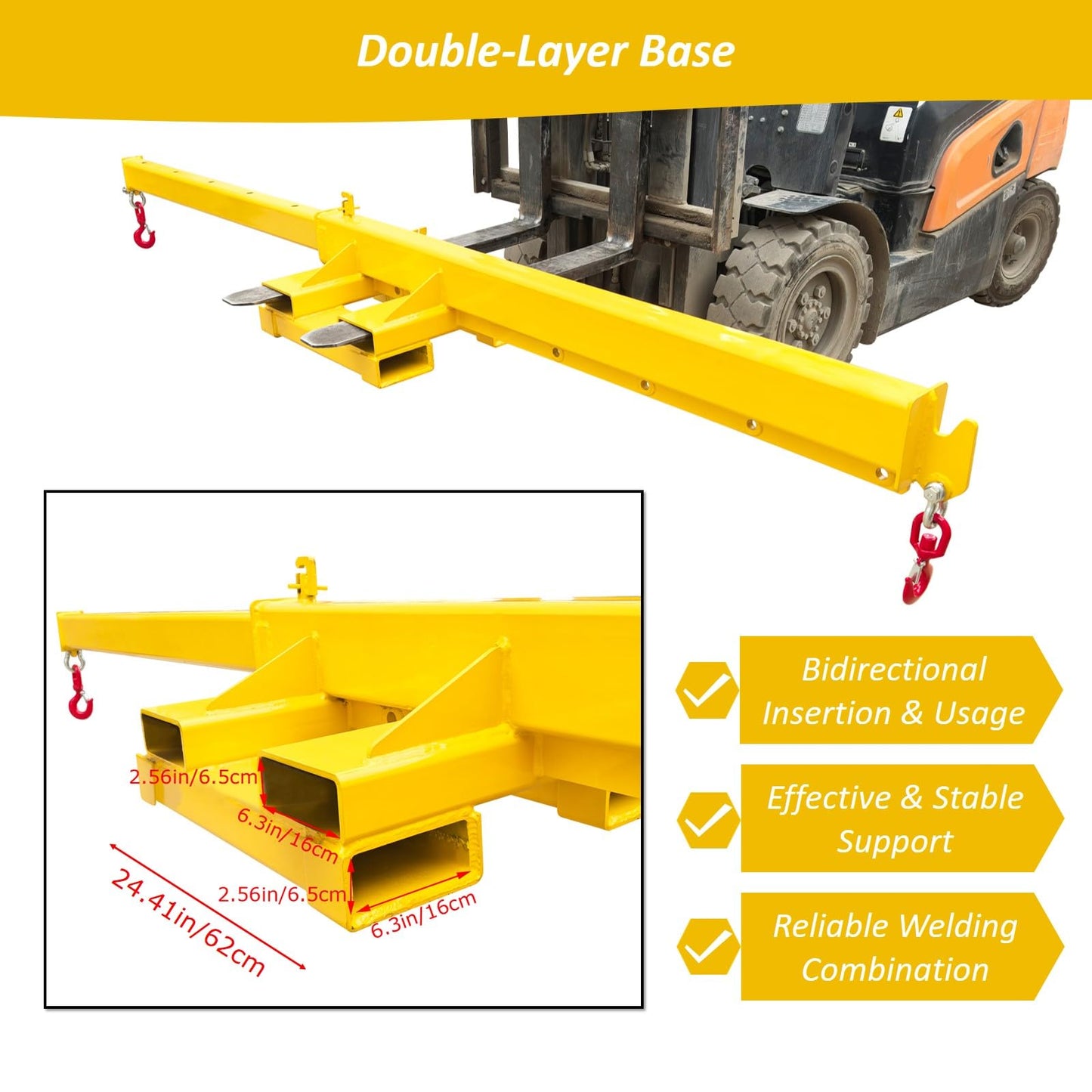 WYDDDARY 6613.87LB Transverse and Longitudinal Bidirectional Forklift Telescopic Boom Dual-Purpose Adjustable Mobile Crane Lifting Hoist Truss Jib Boom for Lifting and Hoisting
