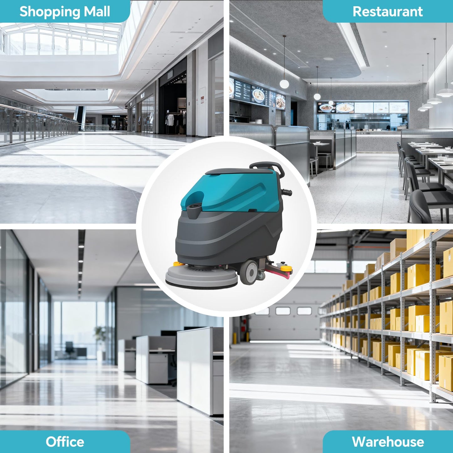 KARHDIR C7 Walk Behind Commercial Floor Scrubber Machine, 22" Cleaning Width, 31.5" Suction Width, 18.5 Gallon Solution Tank, 15.9 Gallon Recovery Tank, 32000 Sqft/h, Complete Set of Parts