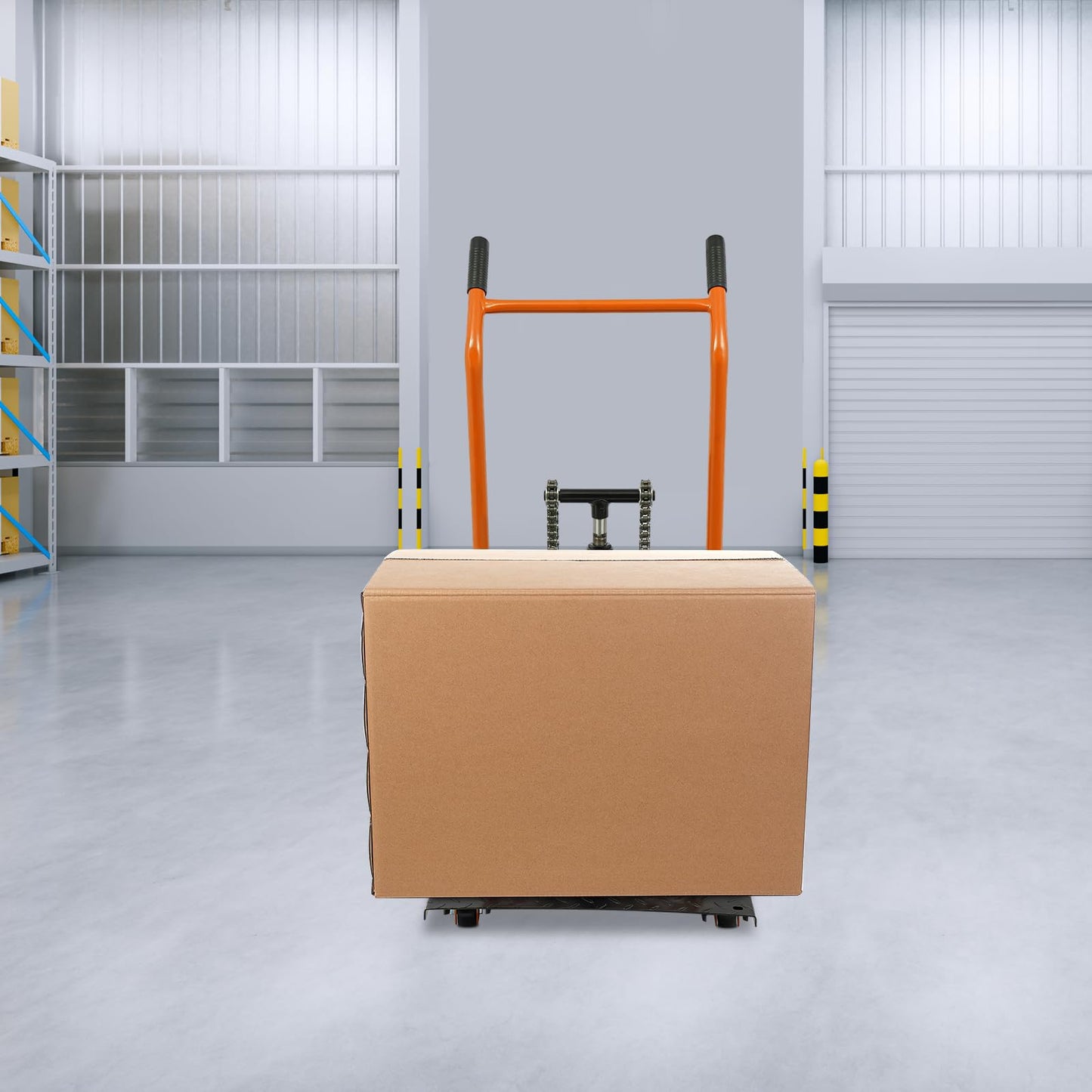 Hydraulic Material Fork Lift, Adjustable Lift Table, 440 Lbs Capacity Material Lift Winch Stacker, 15.7" Fork Lifting Flat Truck with 2 Casters, Steel Platform Pallet Stacker for Warehouse