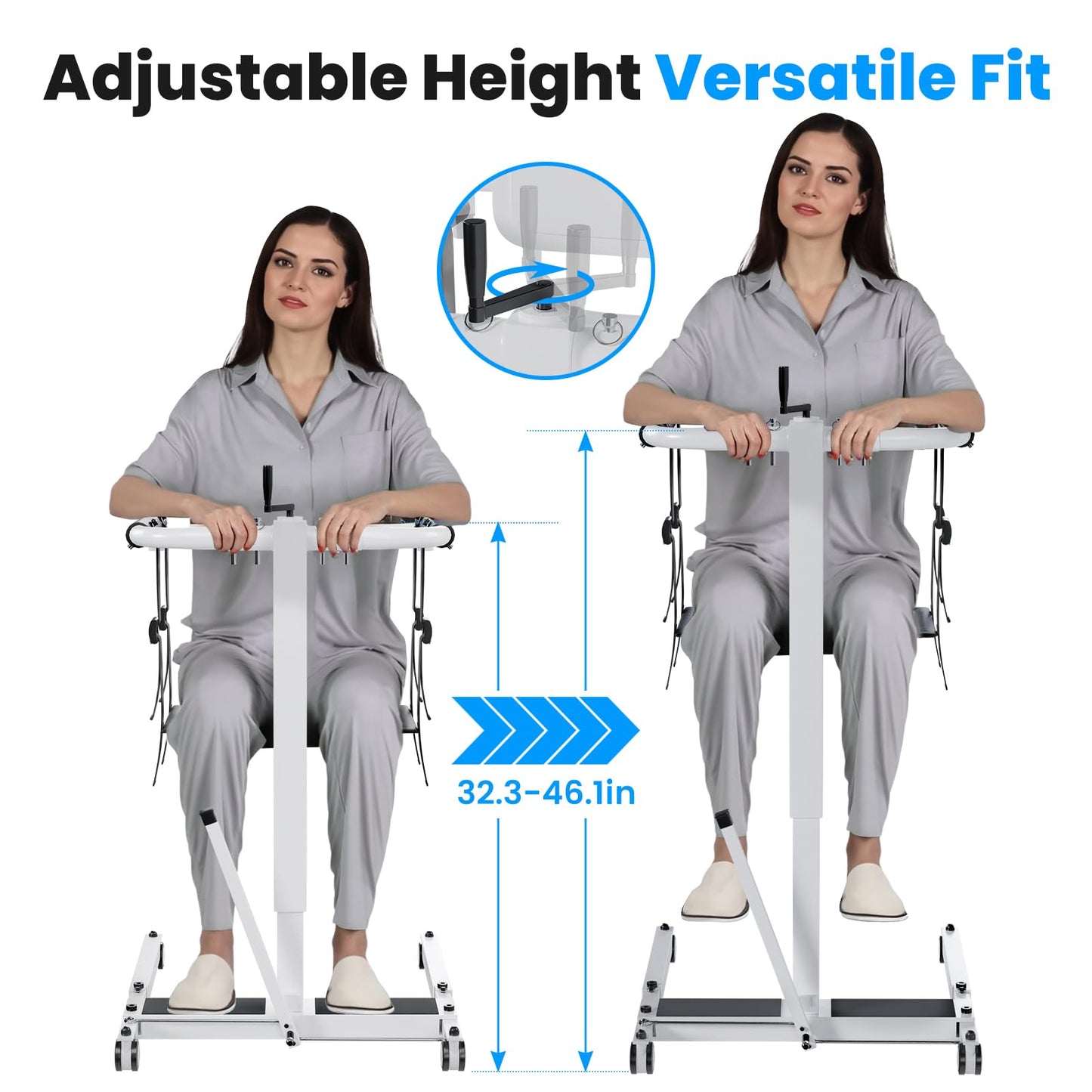 Portable Patient Lift Chair, Transfer Chair for Elderly & Disabled, Folding Wheelchair Lift for Home, Bathroom & Car Transfers, 3 Seat Cushions Included, 287lbs Capacity