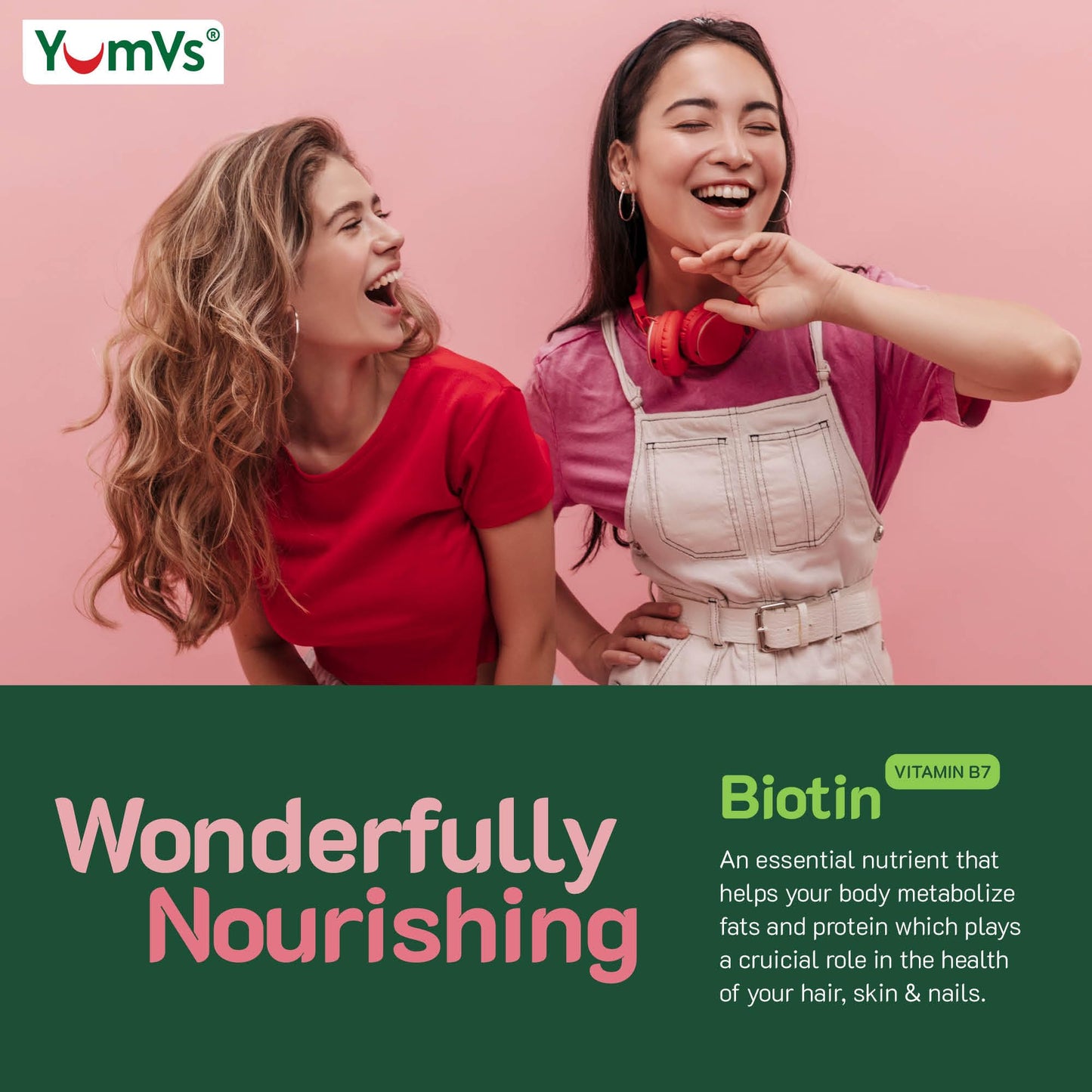 YUM-V'S YumVs Biotin Gummies 5000mcg - Luscious Raspberry Flavor - Thicker Faster Hair Growth Gummies for Women or Men - Hair, Skin & Nails Vitamins - Hair Gummies (60 Count (Pack of 2))