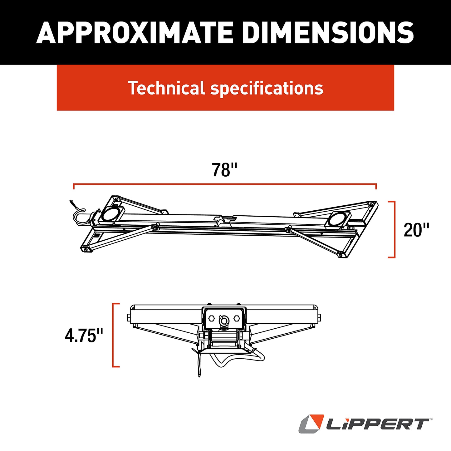 Lippert PSX1 High-Speed RV Power Stabilizer Jack System, No-Switch Assembly, Automatic Adjustment, Heavy-Gauge Powder-Coated Steel Frame, Up to 30" Extension - 337199