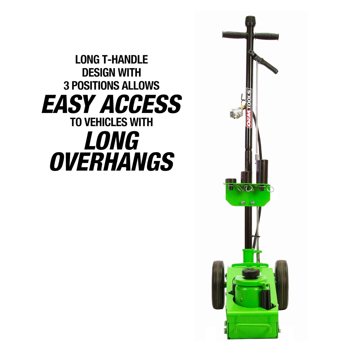 OEMTOOLS 24851 22-Ton Air/Hydraulic Jack, Heavy Duty Floor Jack, 8-3/4" to 17-11/16" Lift Range, Compact Low-Profile Design for Tandem Axle Vehicles