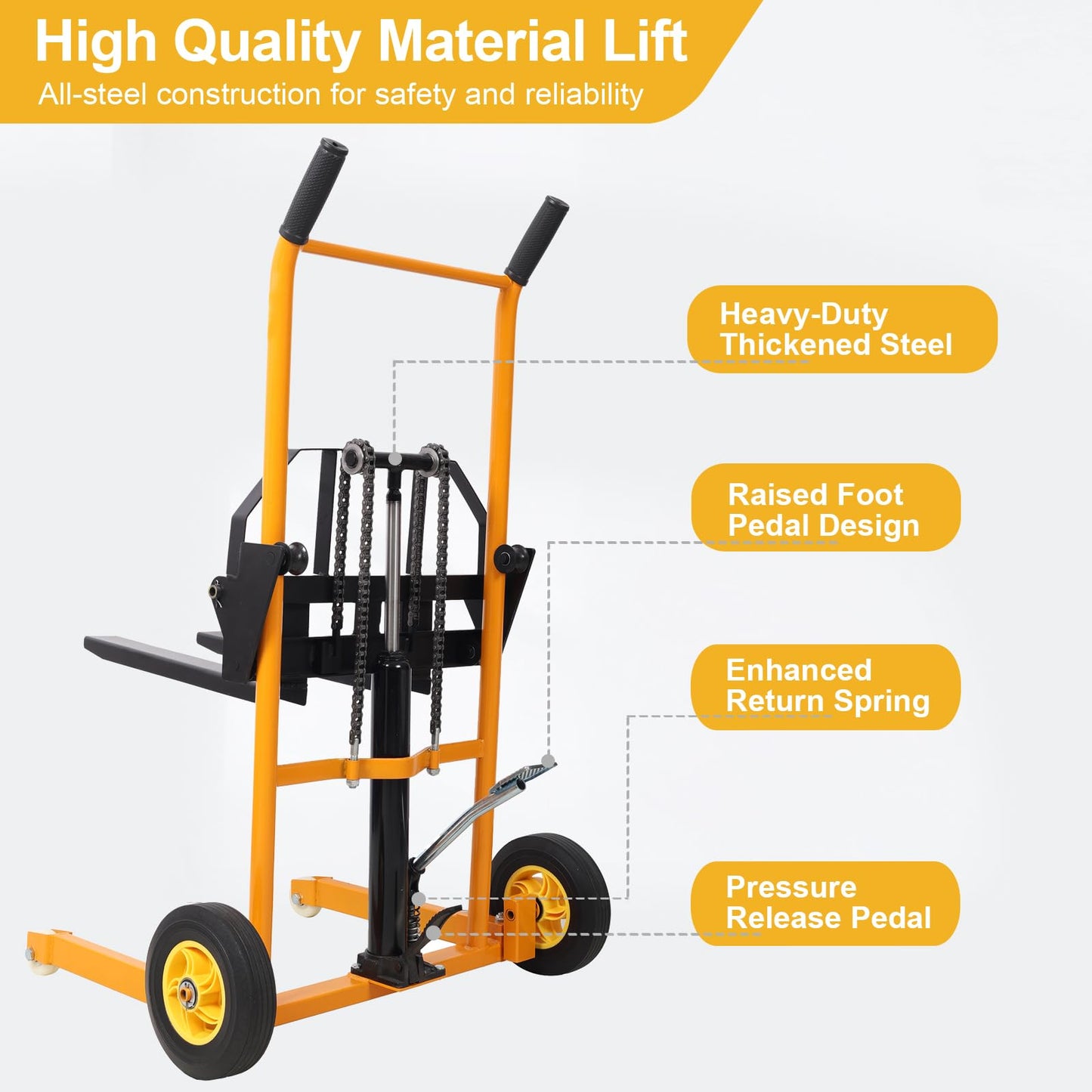 440lbs Hydraulic Material Lift Stacker, 35.5" Max Height, Fork Lift with Adjustable Forks, Manual Pallet Stacker Lift Dolly with Fixed Legs, Manual Forklift for Supermarket, Warehouse, 2PCS, Blue