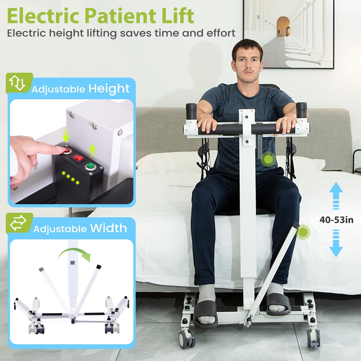 AUVKMUY Electric Patient Lift Transfer Chair - Folding Portable Handicap Lift for Home/Car/Bathroom,260LBS Capacity Upgrade Electric Transfer Lift for Seniors