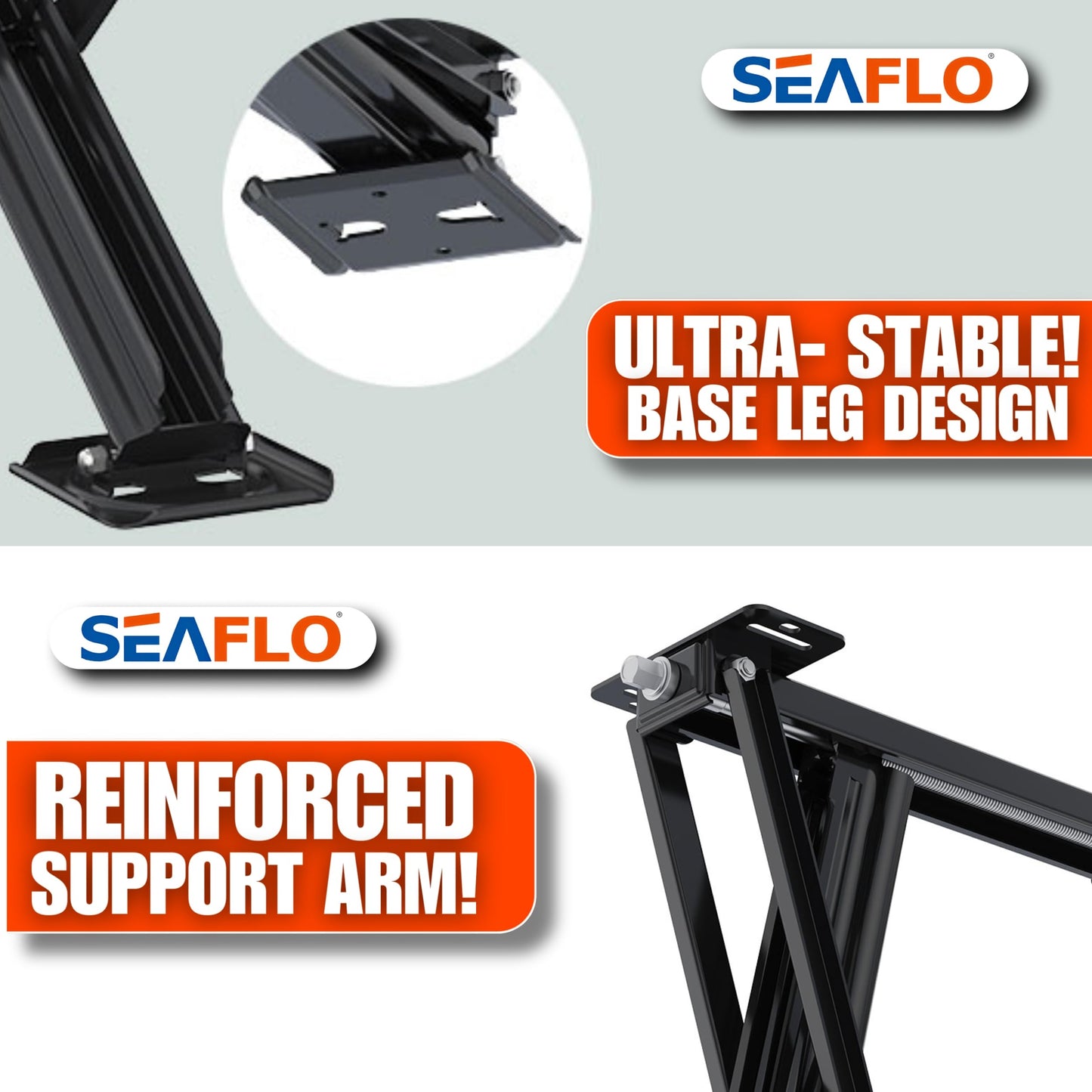 SEAFLO 12V High-Speed Electrical Powered Stabilizing Jack, 4,000 Lbs Static Load Capacity, Heavy-Duty Powder-Coated Steel, Up to 25” Extension, Waterproof Motor, Corrosion-Resistant, 4-Year Warranty