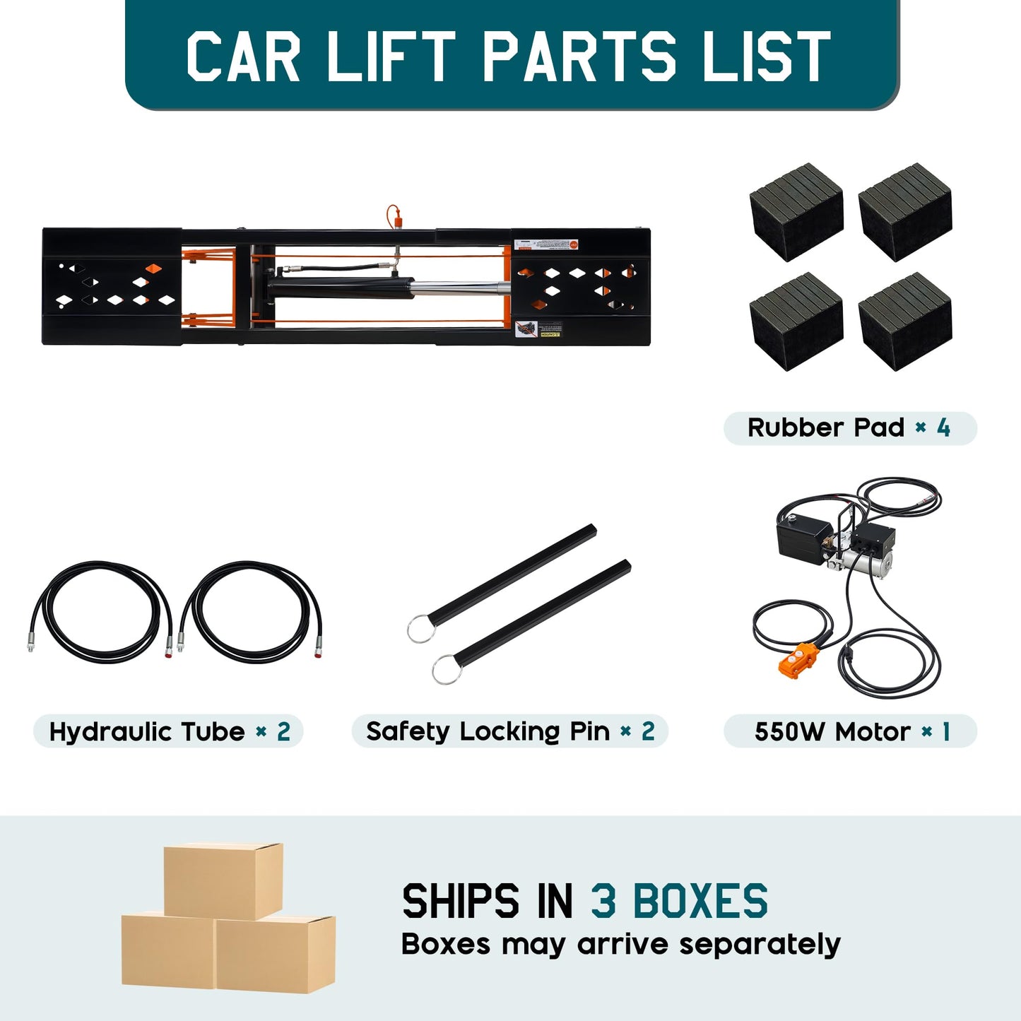 Albott 5000 LBS Portable Car Lift, Q355B Steel Quick Jack for Home Garage, 20.1" Max Height with Height Extension Blocks, Foldable Design & Wheels, Black & Orange