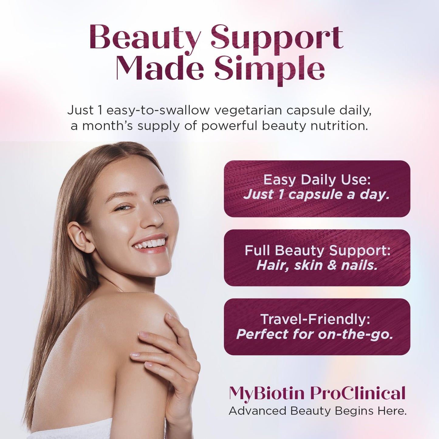 Purity Products MyBiotin ProClinical – Thicker Hair Starting in 3 Weeks & Fights Wrinkles - MB40X Patented Biotin Vitamin B7 Matrix w/Astaxanthin - 40X More Soluble vs Ordinary Biotin, 30 Veg Capsules