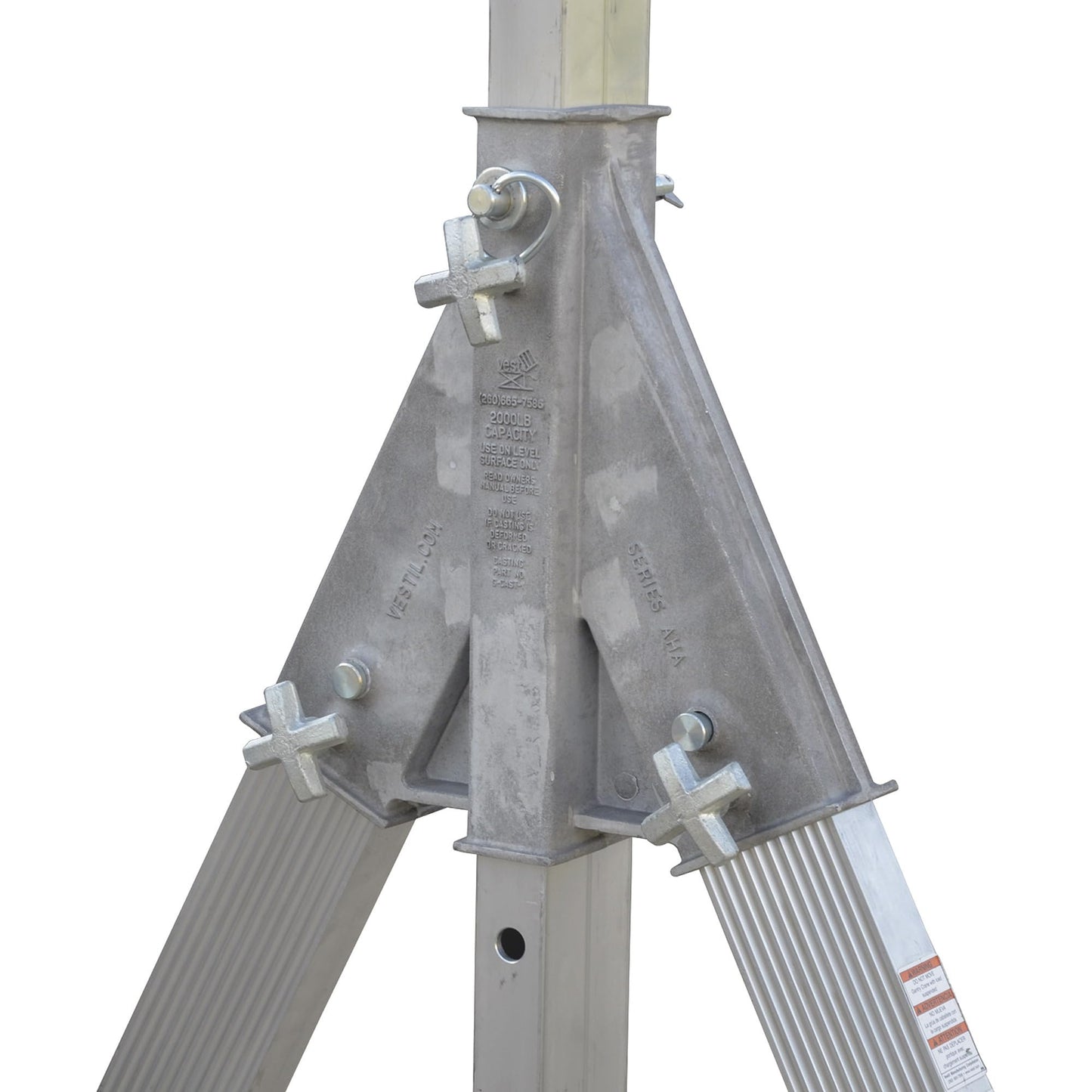 Vestil AHA-2-8-10 Aluminum Adjustable Height Gantry Crane with Glass Filled Nylon Casters 8 Ft. Wide x 10 Ft. Max Usable Height 2,000 Lb. Capacity Silver