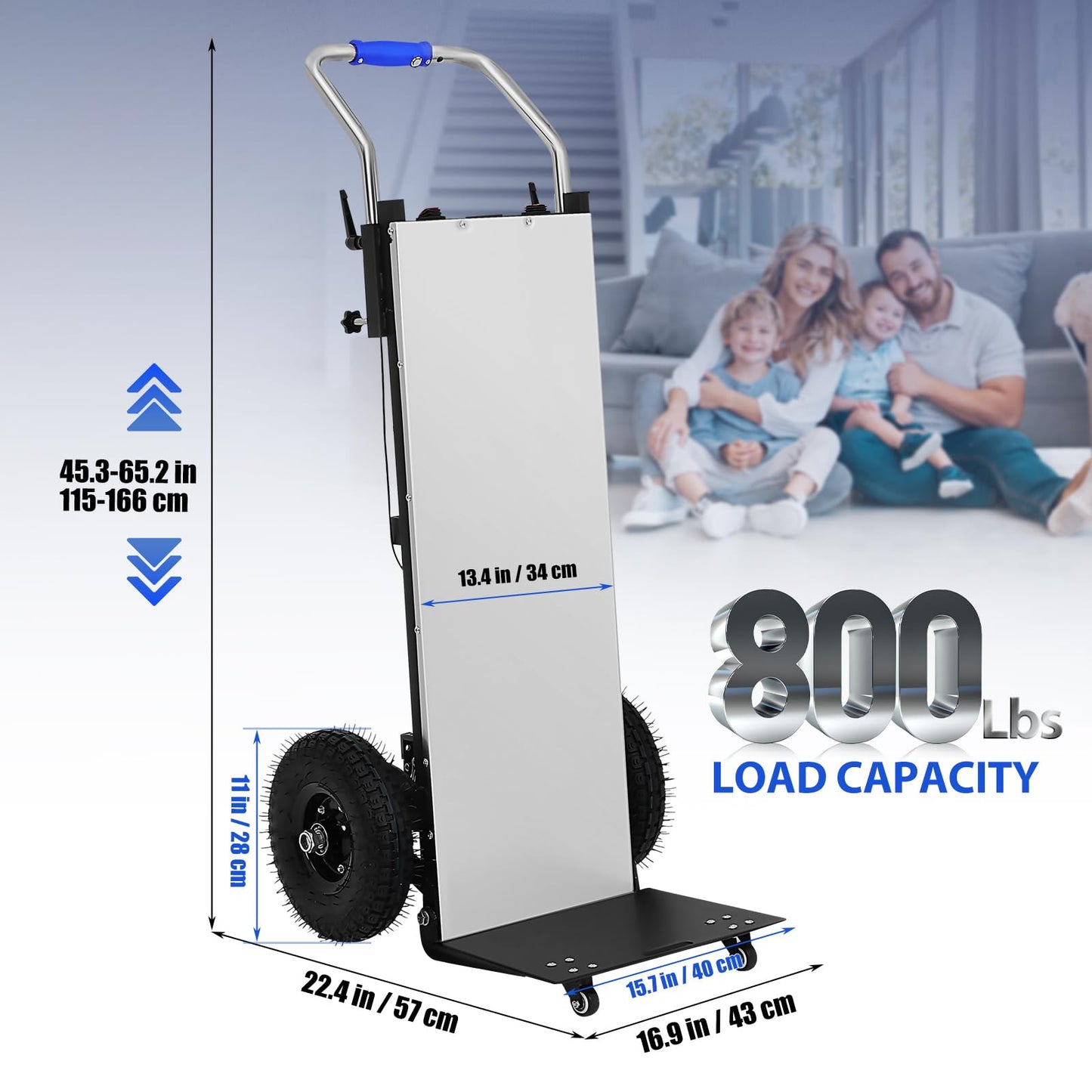 1200W Electric Stair Climbing, 900LBS Electric Stair Climbing Hand Trucks Dolly Cart with Screw Pack & Wrench, Heavy Duty Cart Motorized Hand Truck for Mobile Furniture Logistics Warehouse