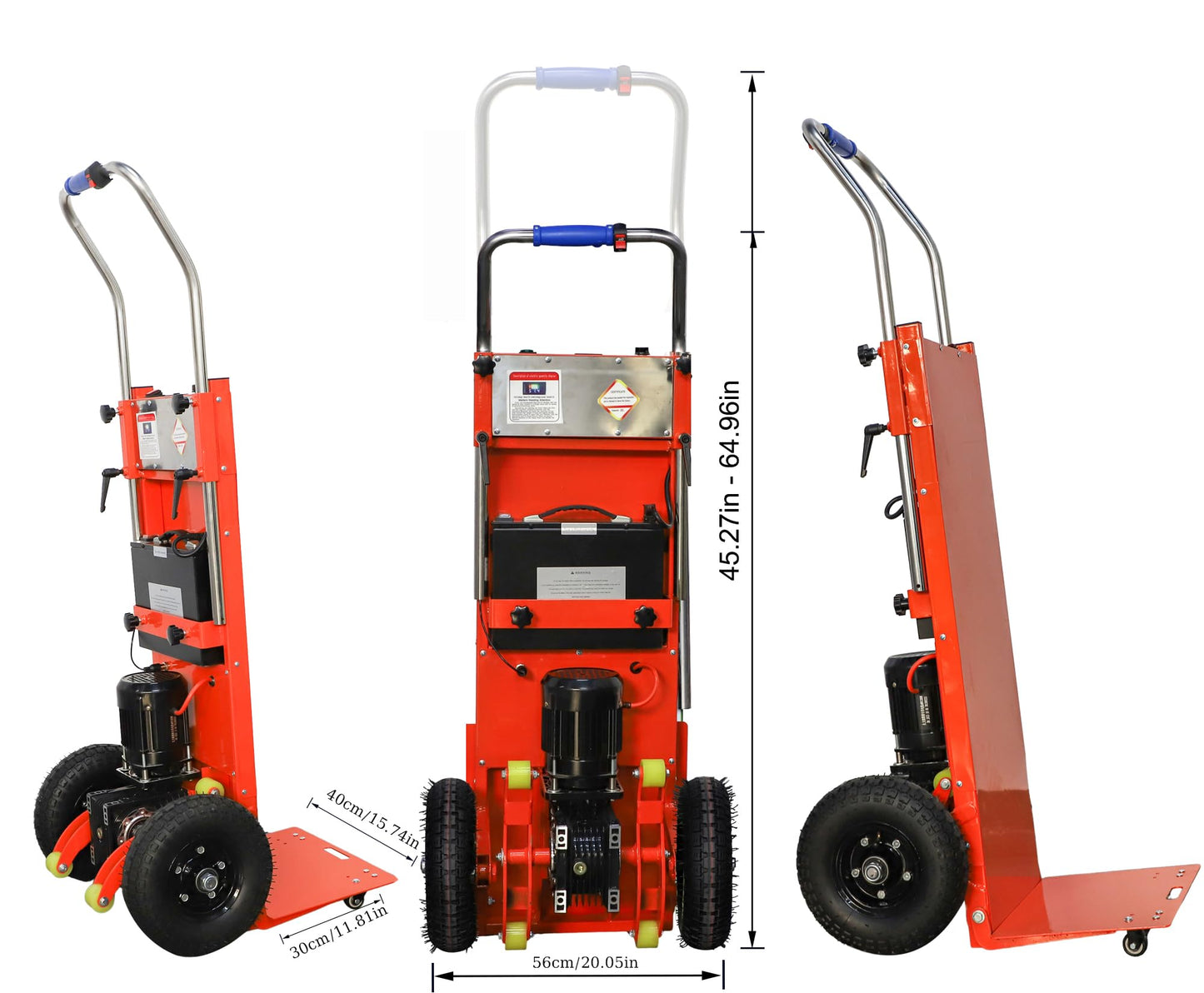 HITUGU Electric Stair Climbing Hand Trucks Dolly Cart Hand Trucks Heavy Duty 880lb 1200W Hand Cart Dolly, Orange
