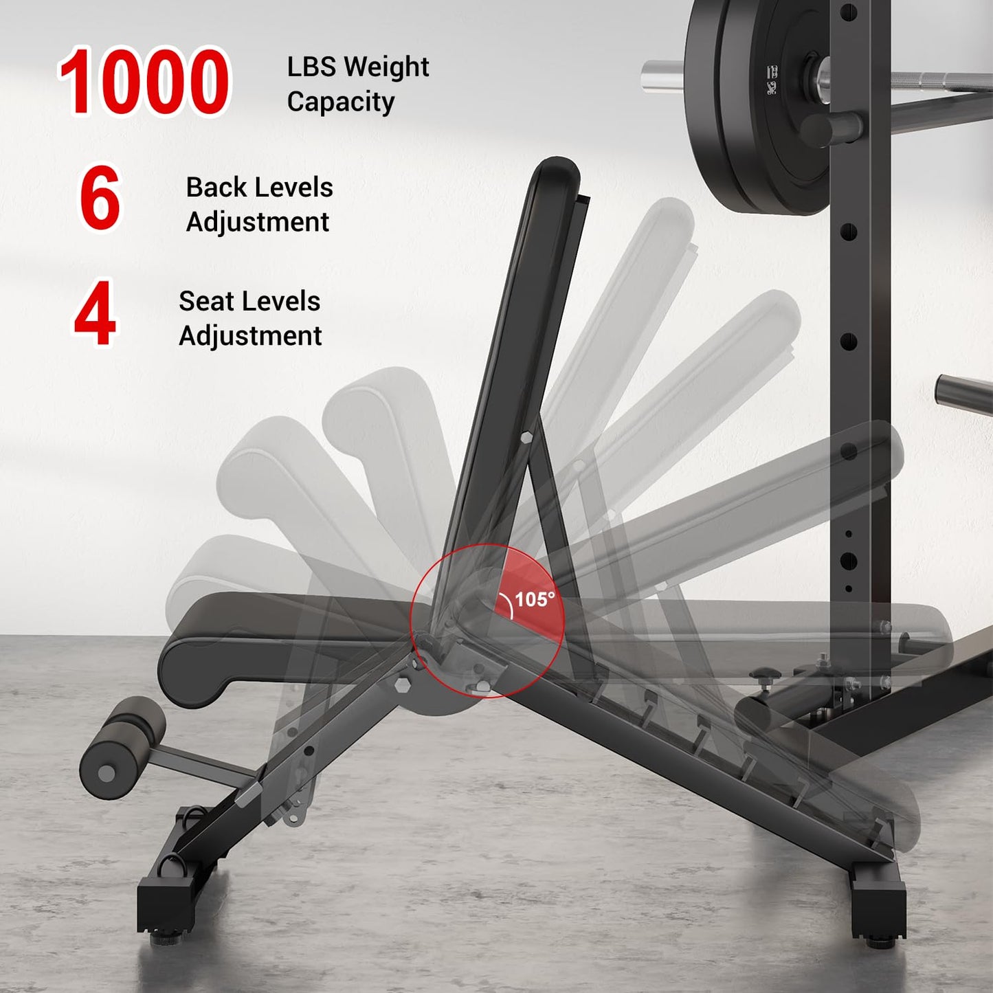 Goimu S1-V4 Smith Machine, 2000LBS Power Cage with Cable Crossover System, All-in-One Squat Rack with Smith Bar, Strength Training Equipment for Hone Gym (Red Smith Machine wiht 220lb Weights)