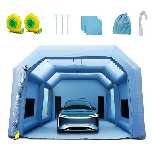 VEVOR Inflatable Booth for Cars Trucks Large Spray Tent with High Powerful 950W+1100W Two Blowers, 33x20x13ft Painting Shelter with Air Filter System, Blue
