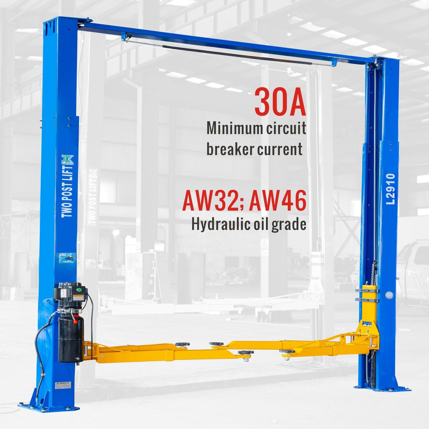 XK- L2910 220V Overhead Two Post Lift 9,000 lbs Capacity Car Auto Truck Hoist 12 Month Parts Replacement